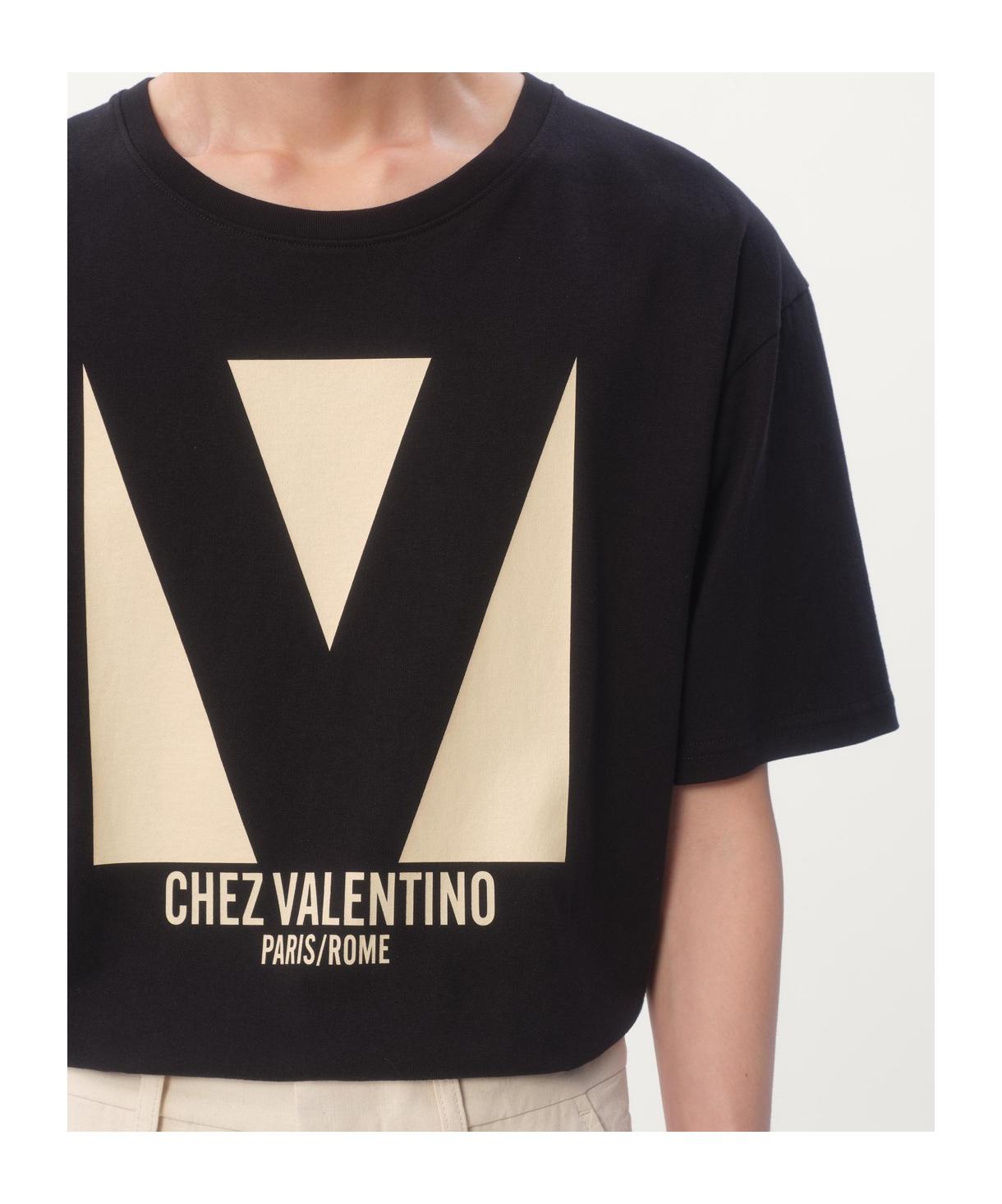 VALENTINO Crew Neck Short Sleeves T-shirts In Black Product Image