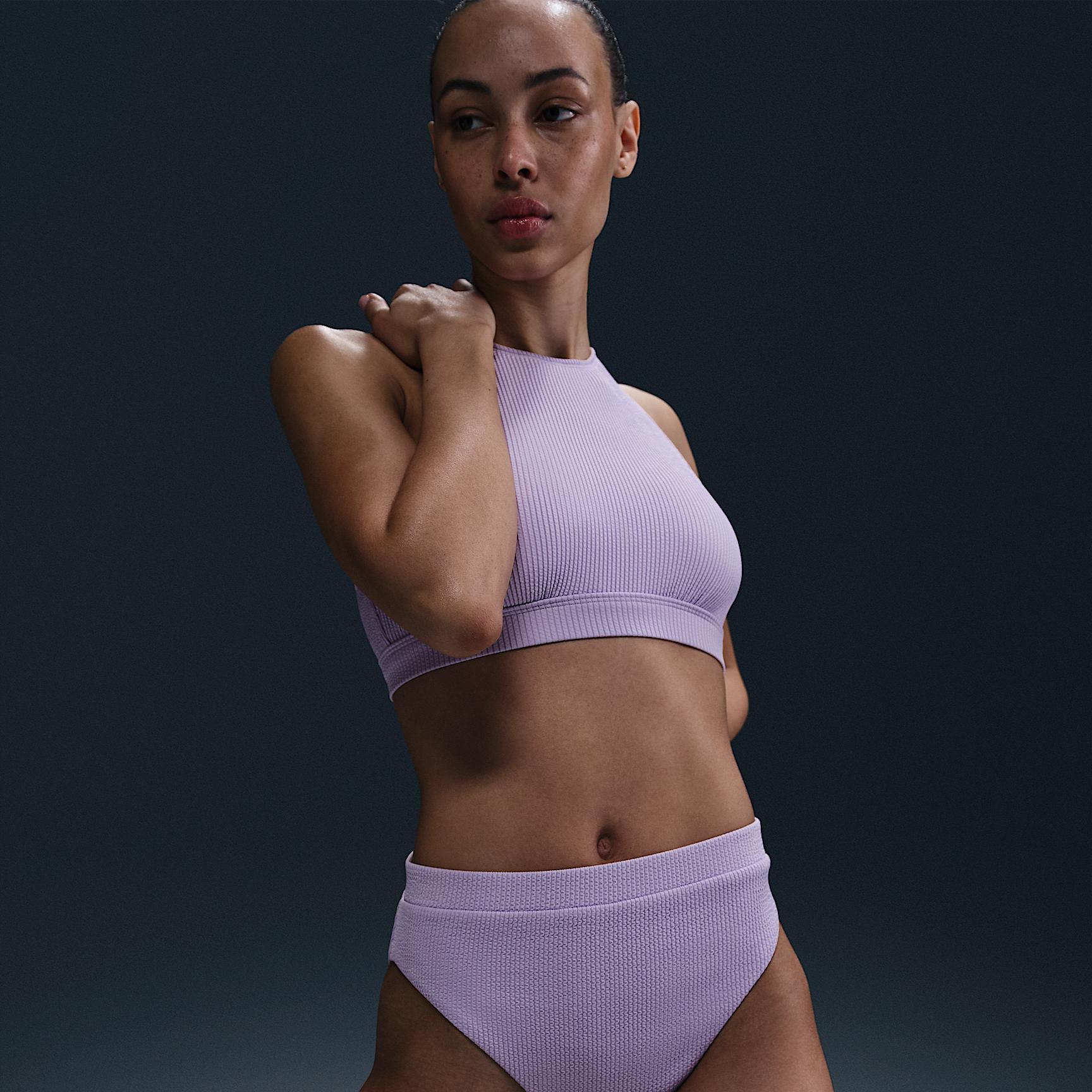 Nike Womens Swim Elevated Essential High-Waisted Bikini Bottom | NESSF268-576 Product Image