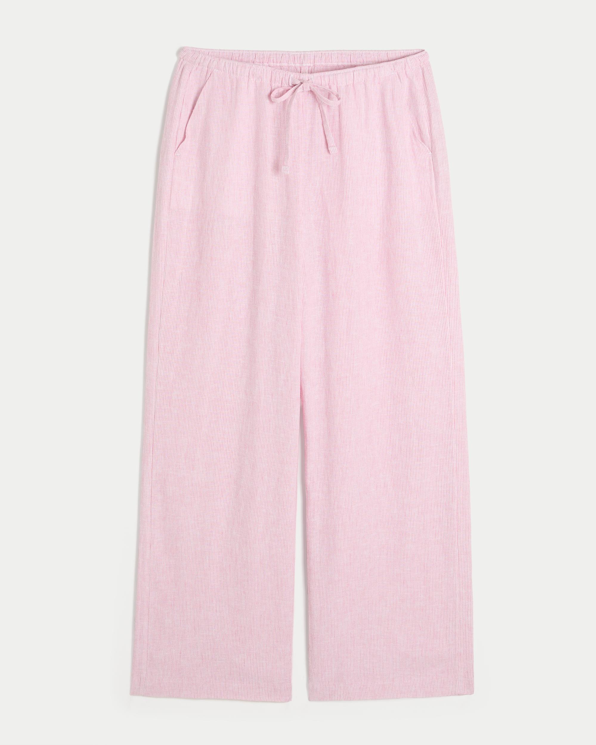 Linen-Blend Baggy Pull-On Pants Product Image