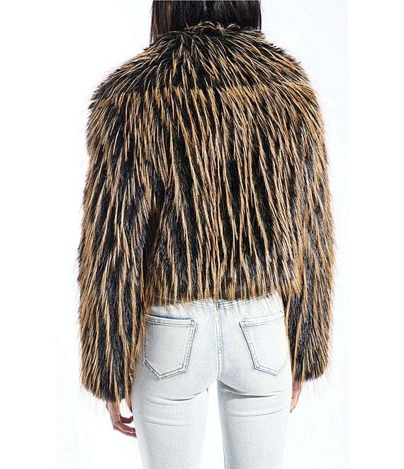 Azalea Wang Plus Size Saoirse Faux Fur Oversize Collared Cropped Bolero Jacket Product Image