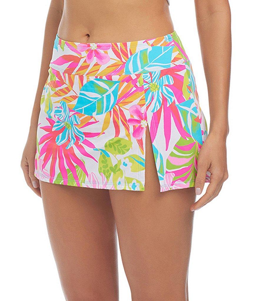 Bleu Rod Beattie Packing A Punch Floral Print High Waist Skirted Hipster Swim Bottom Product Image
