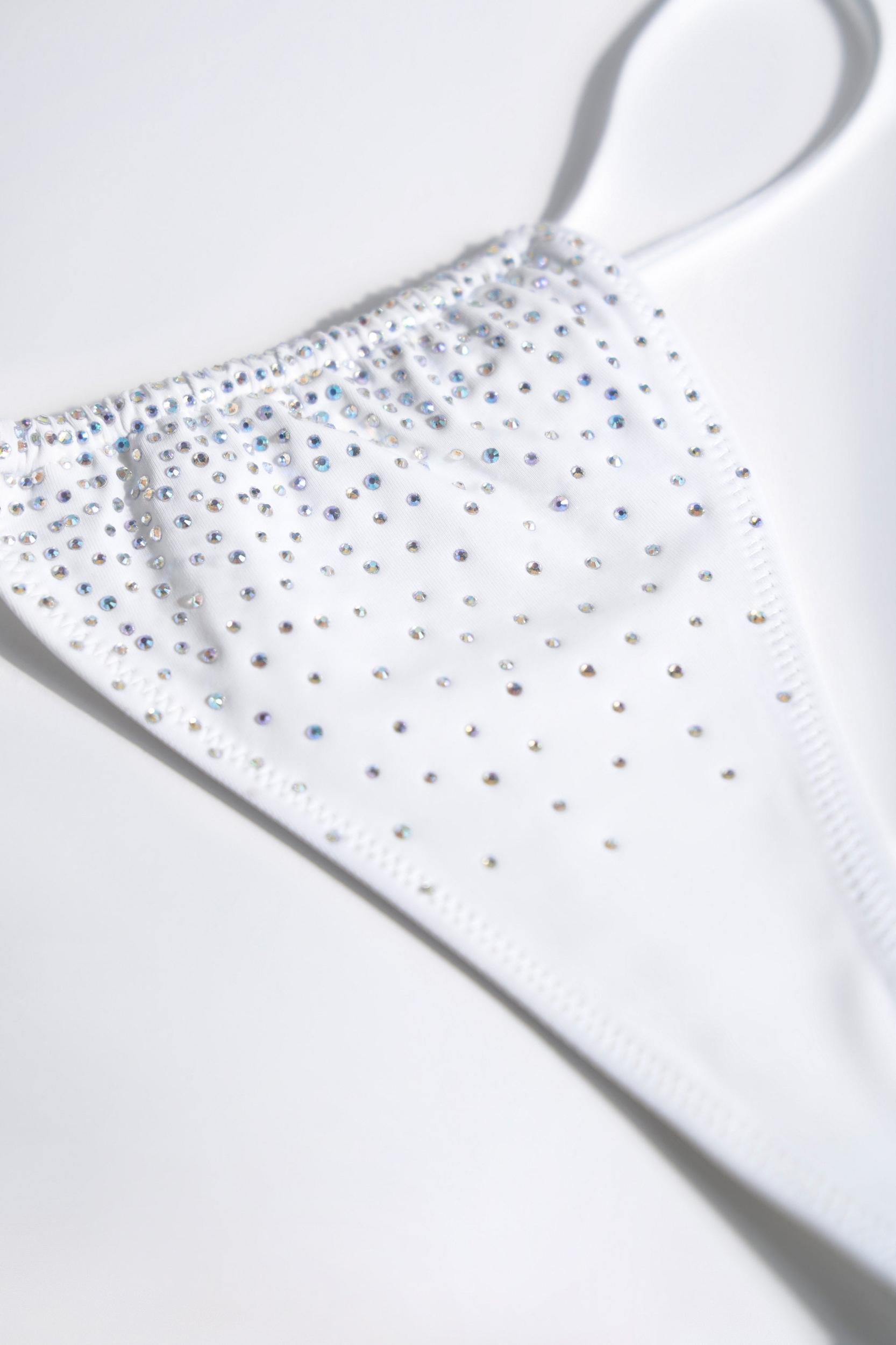 Embellished Triangle Bikini Top in White Product Image