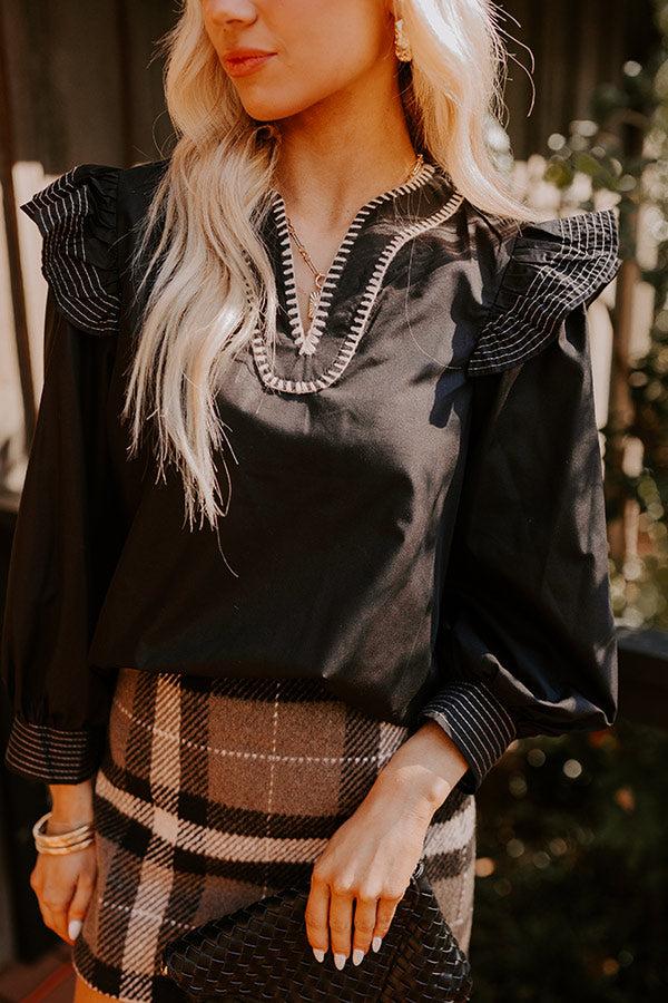 Chic Moment Ruffle Top in Black Product Image