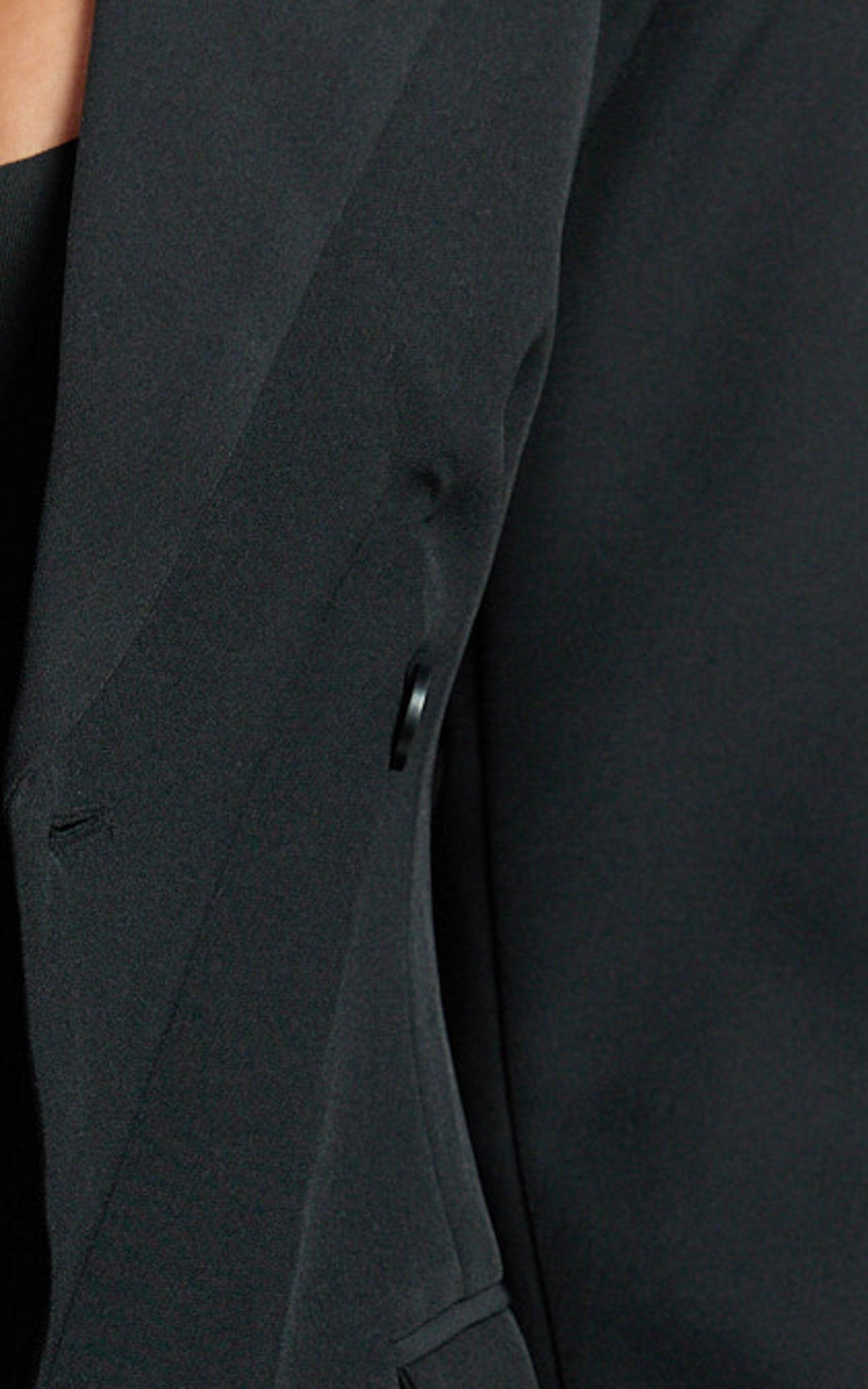 Sally Blazer - Cross Over Fitted Tailored Blazer in Black Product Image