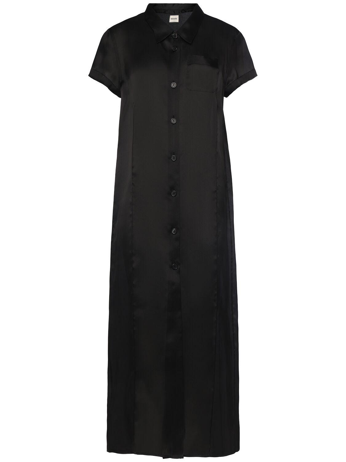 KHAITE Effy Silk And Cotton-blend Organza Midi Shirt Dress In Black Product Image