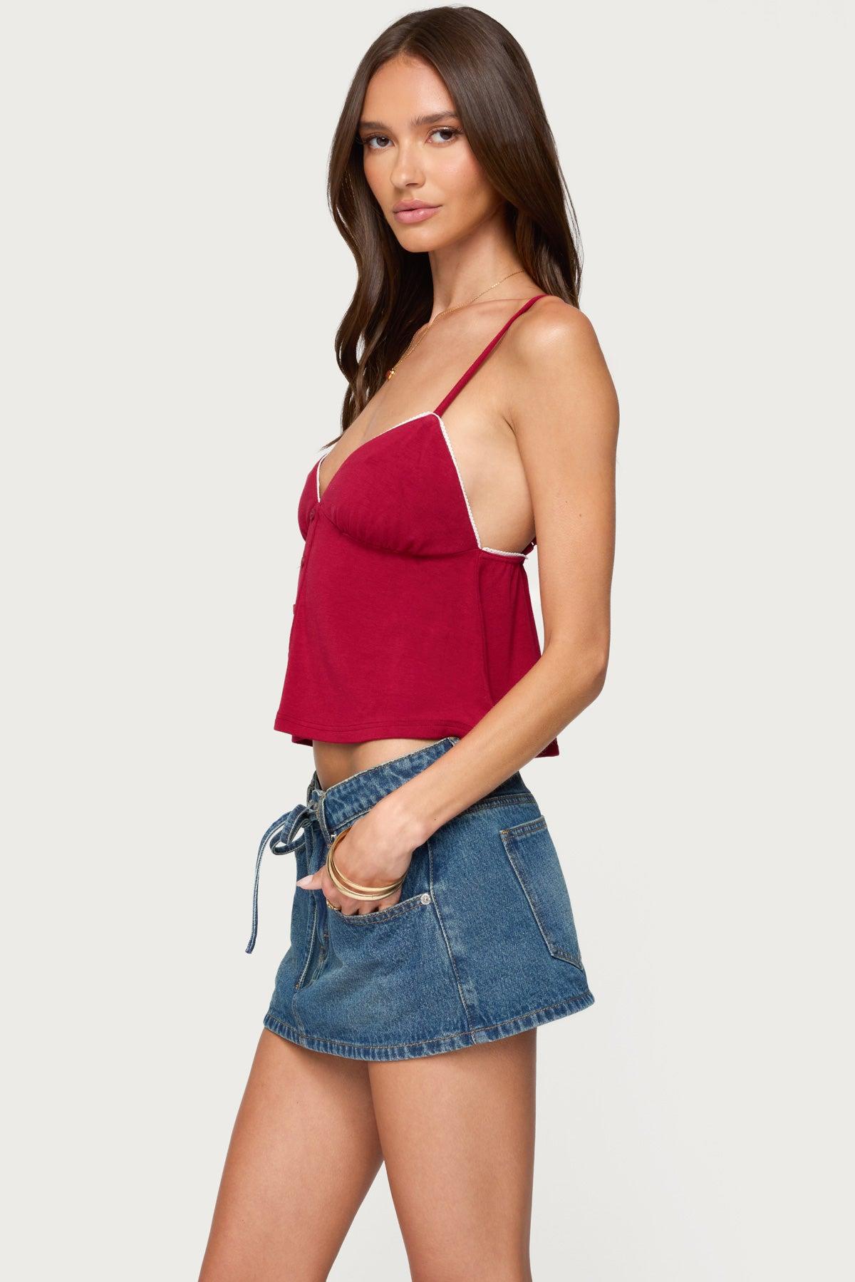 Kellyn Button Contrast Babydoll Top Product Image