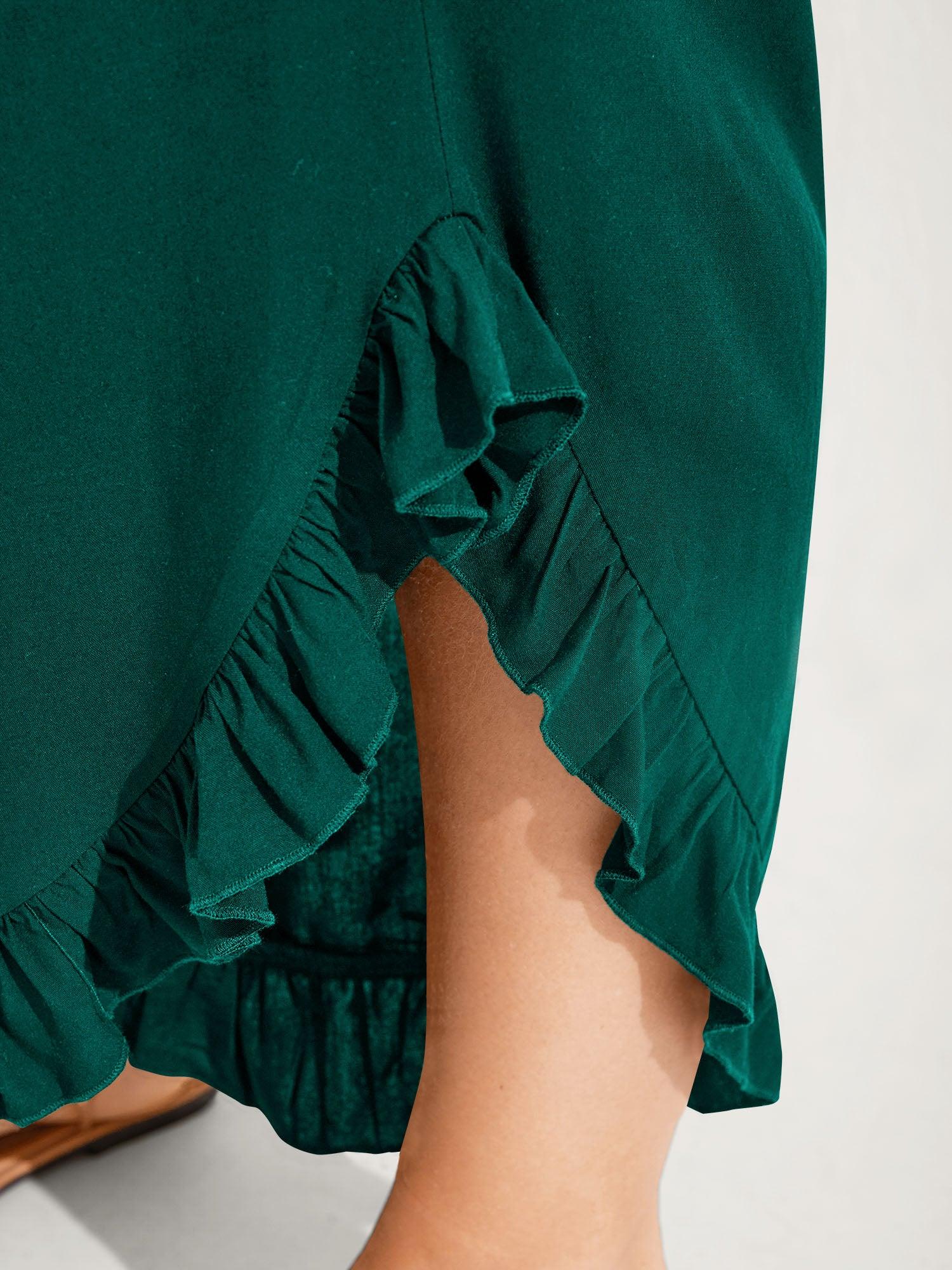 Ruffled Curvy Hem Wide-Leg Pants Female Product Image
