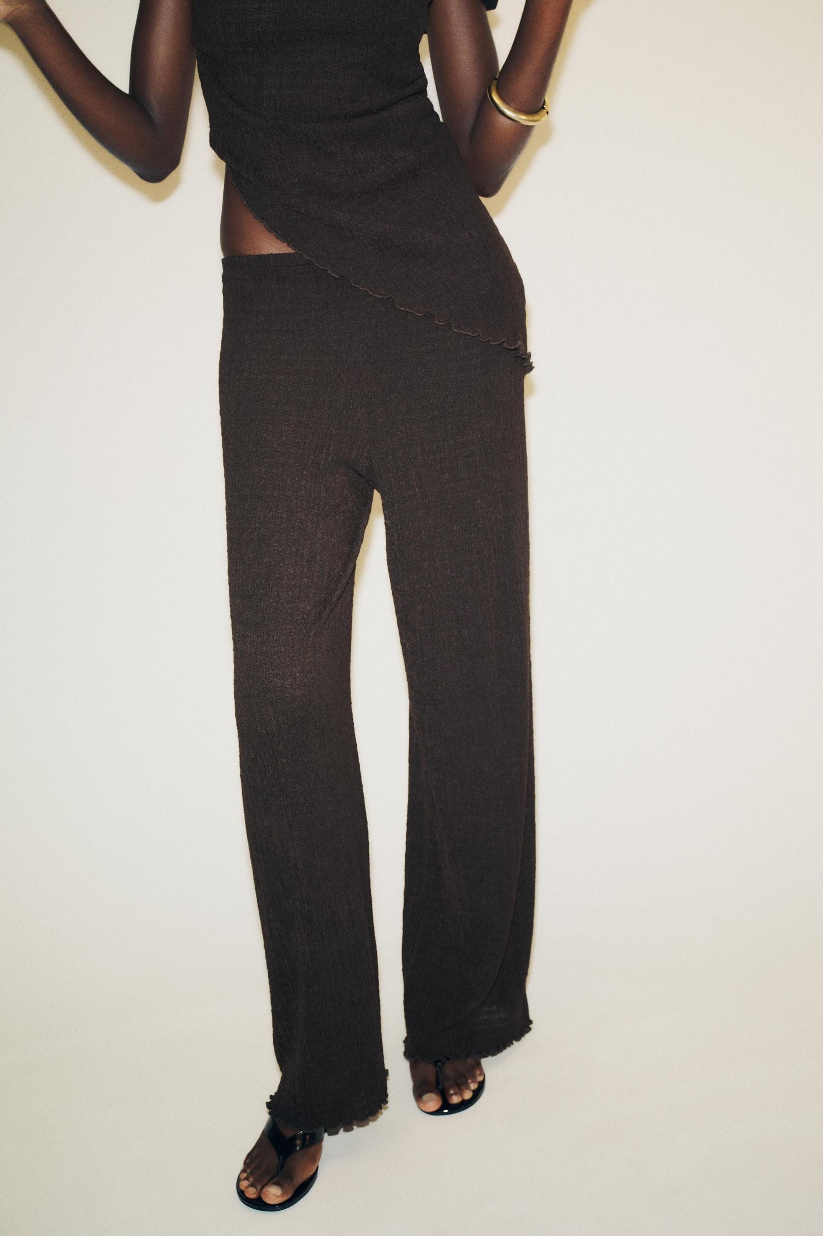 TEXTURED WIDE LEG PANTS Product Image