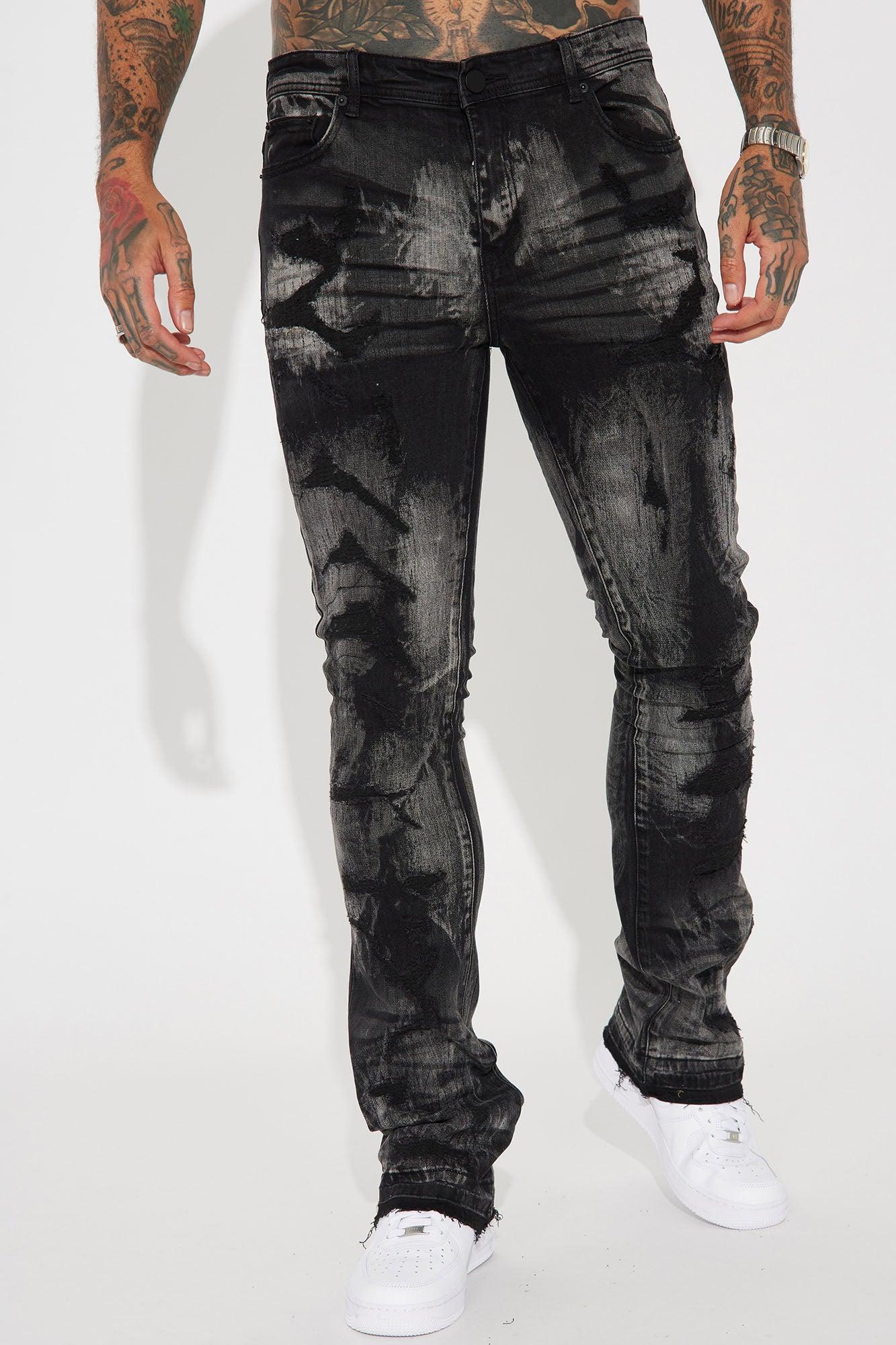No Cap Stacked Skinny Flare Jeans - Black Wash Product Image