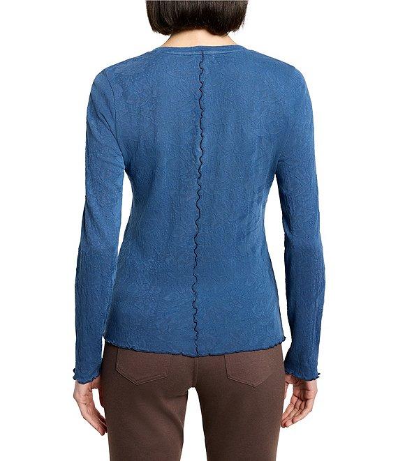 NIC + ZOE Lace Print Knit V-Neck Long Sleeve T-Shirt Product Image