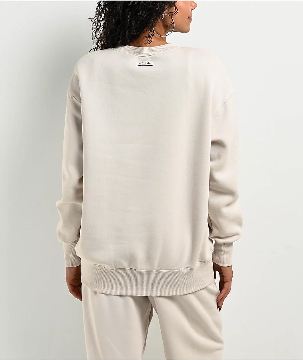 Nike Sportswear Phoenix Fleece Oversize Logo Light Orewood Crewneck Sweatshirt Product Image