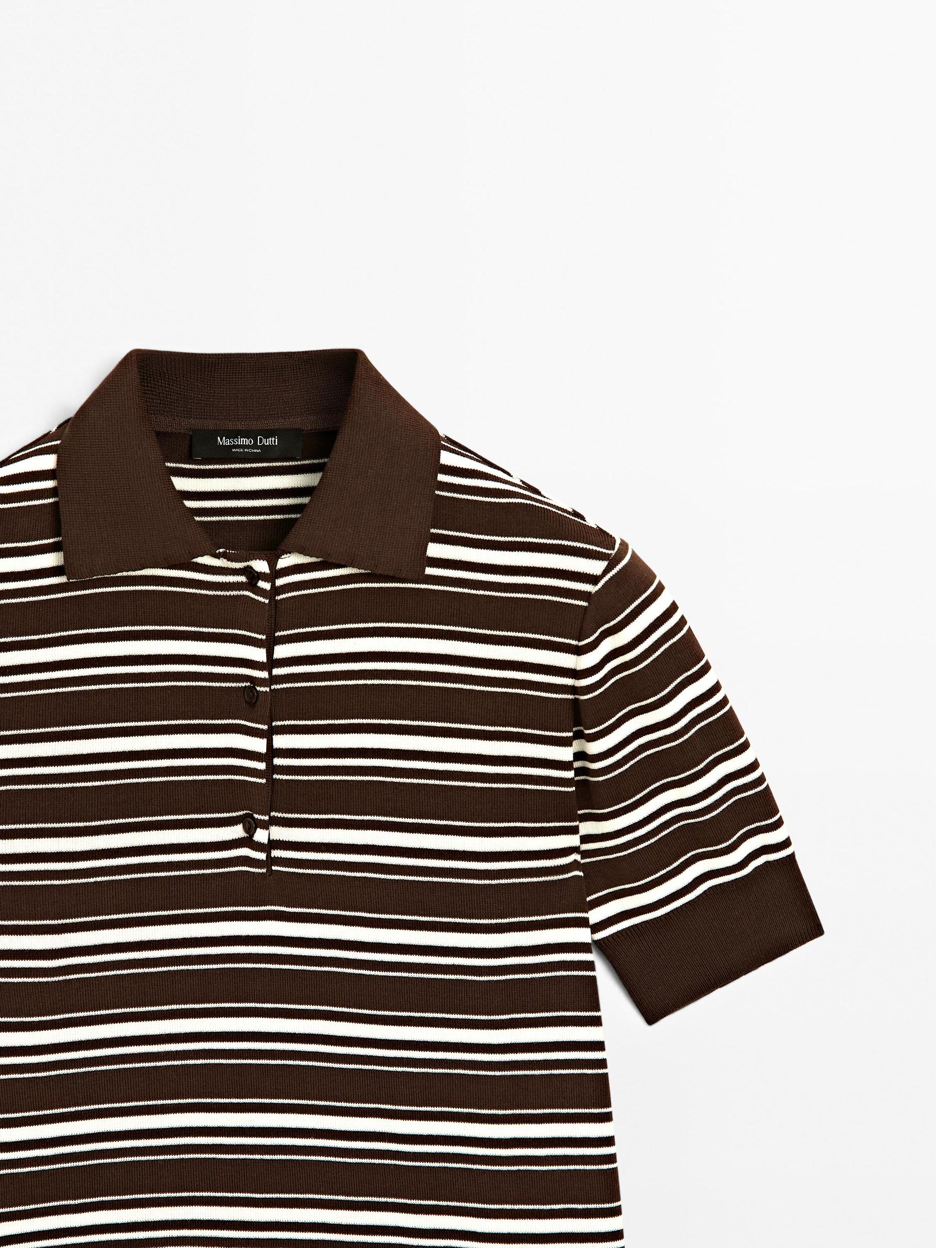 100% cotton polo shirt with striped details Product Image