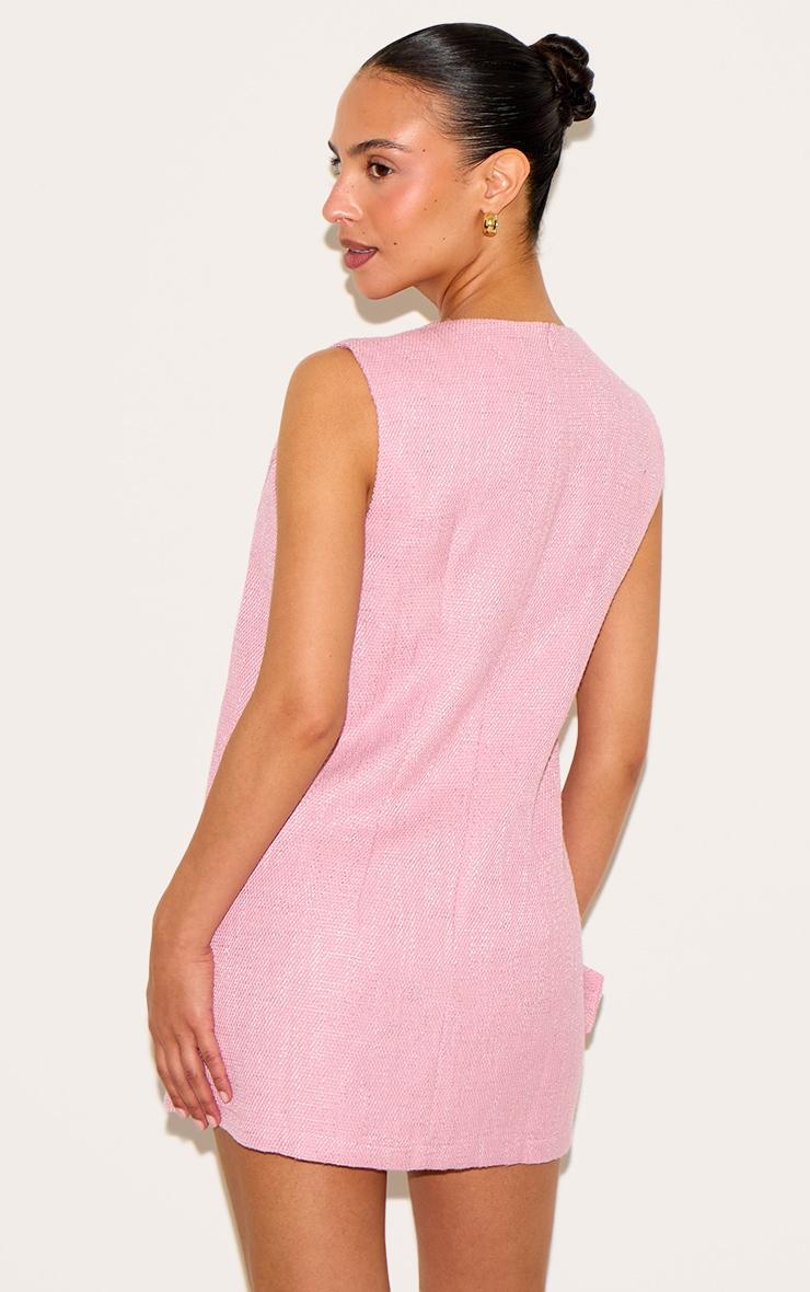 Petite Pale Rose Tweed Belted Shift Dress Product Image