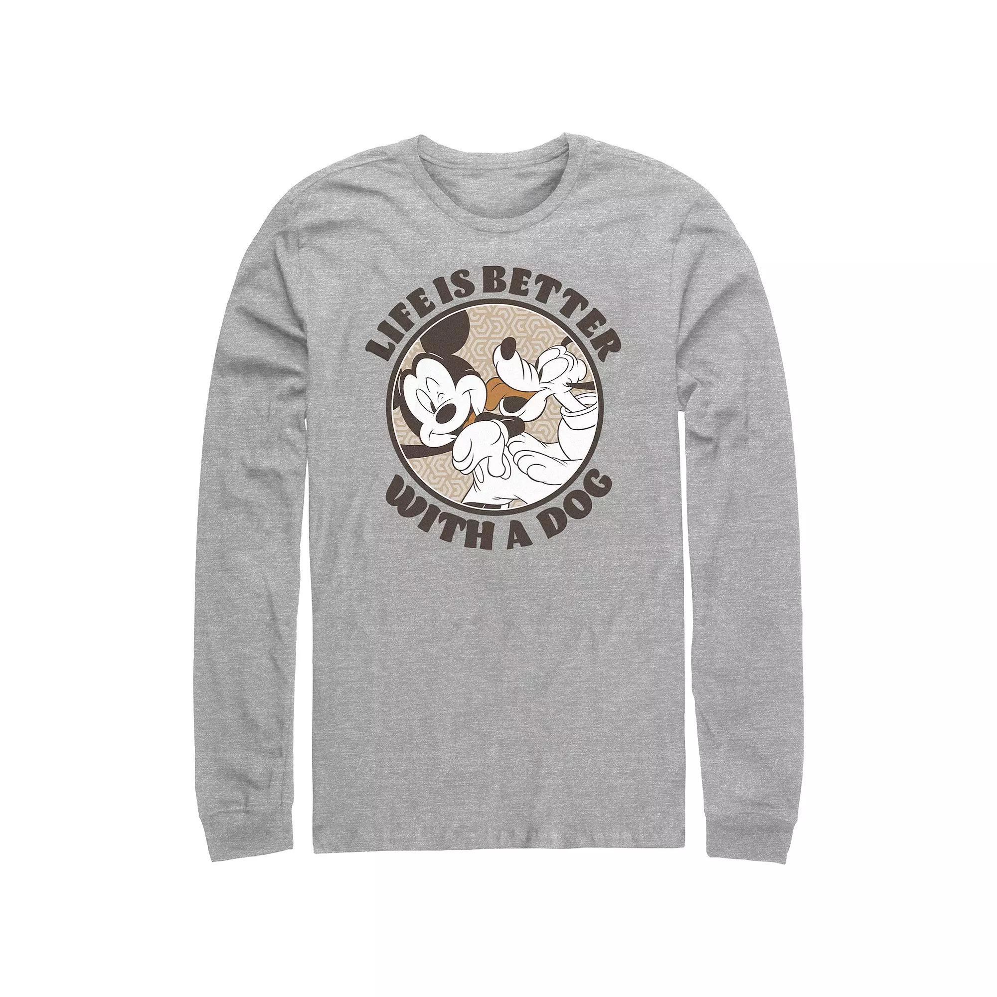 Men's Mickey Mouse And Pluto Life Is Better With A Dog Graphic Tee,  Product Image