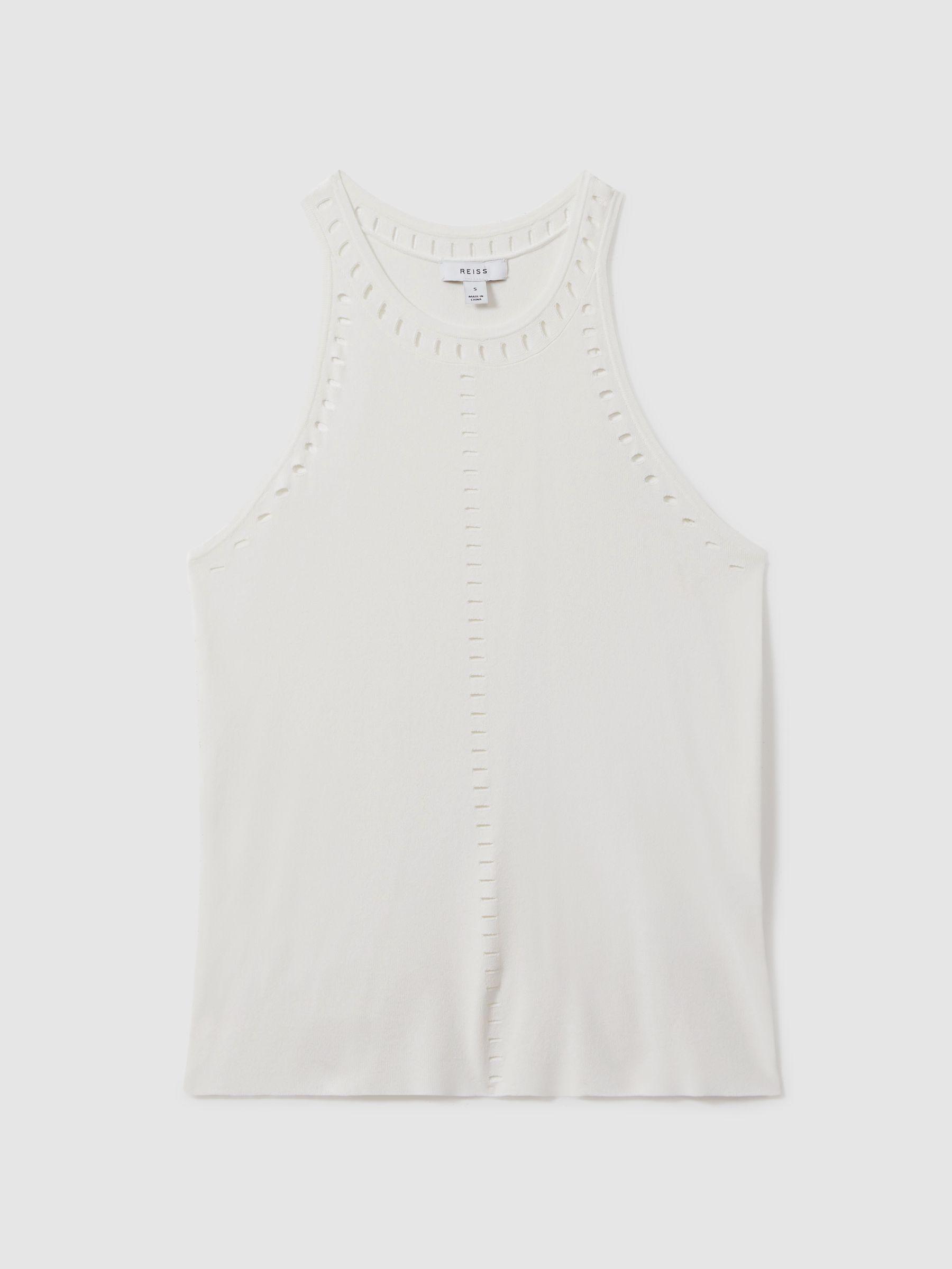 Fitted Cut-Out Detail Vest in Ivory Product Image