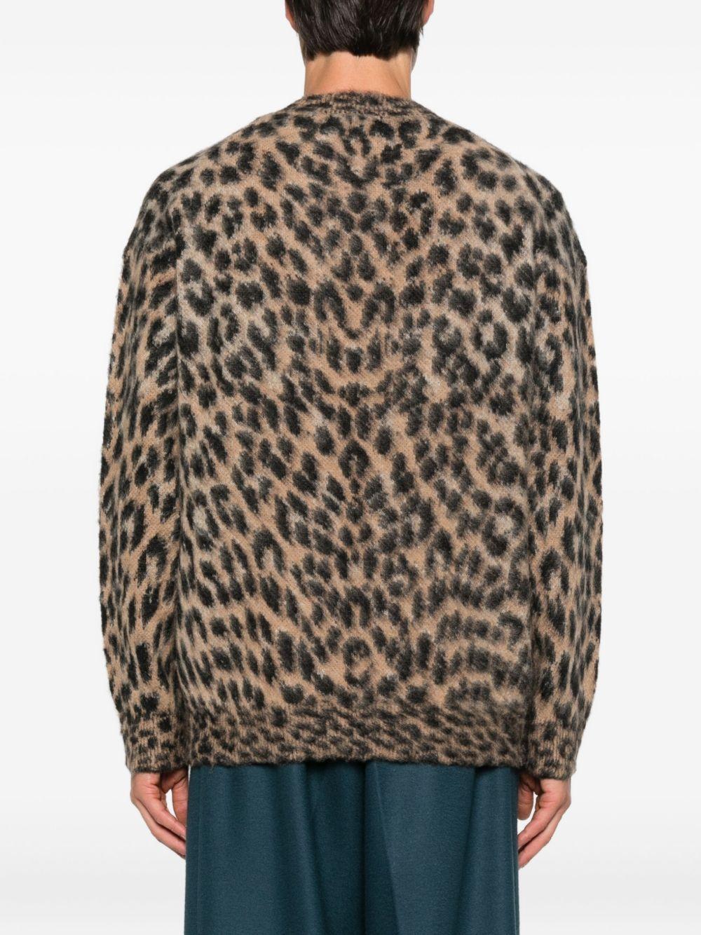 leopard-print crew-neck sweater Product Image