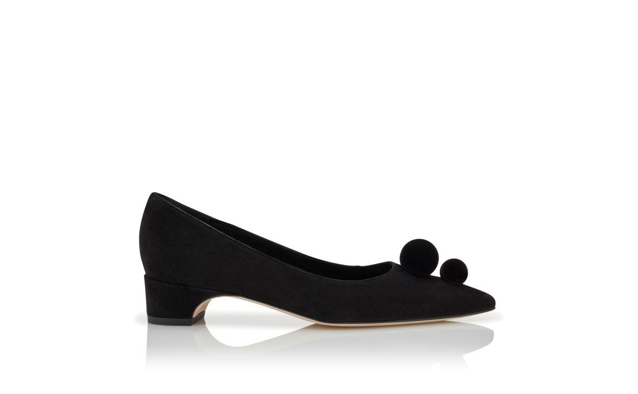 PIERABA Black Suede Pom Pom Detail Pumps Product Image