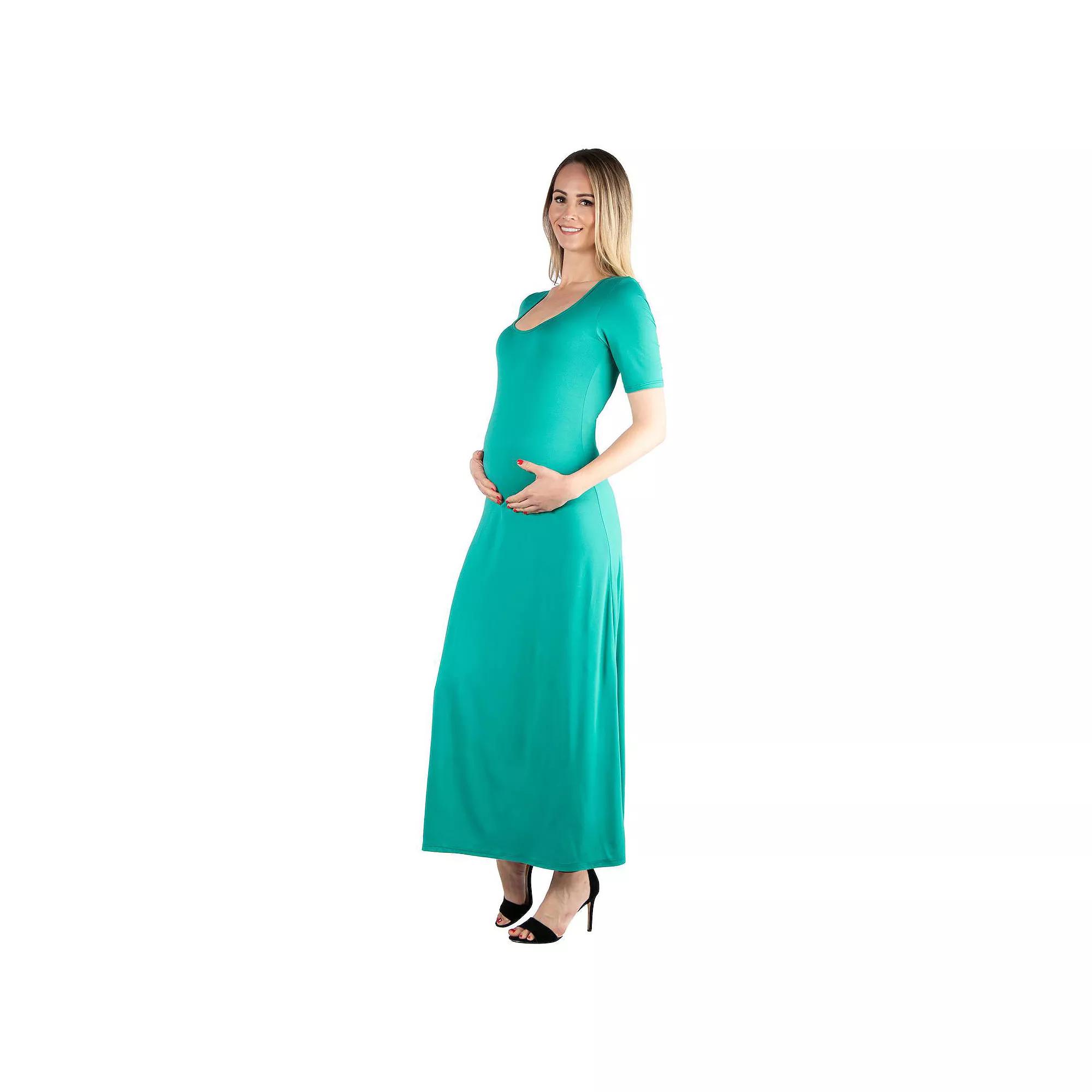 Maternity 24Seven Comfort Apparel Casual Maxi Dress, Women's,  Product Image