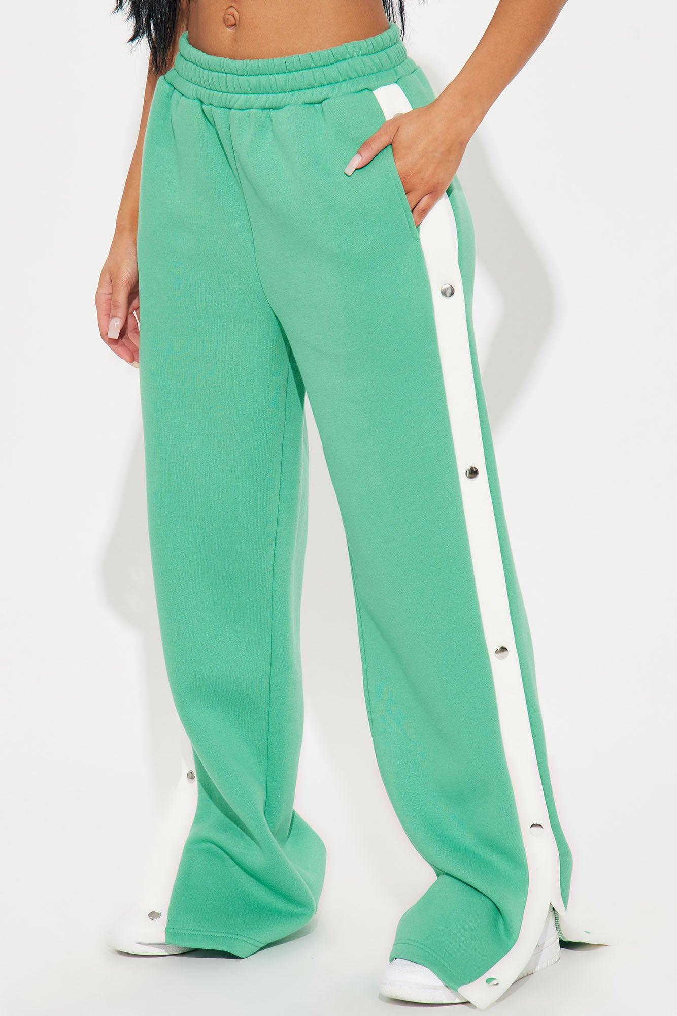 Olivia Fleece Wide Leg Sweatpants - Green/combo Product Image