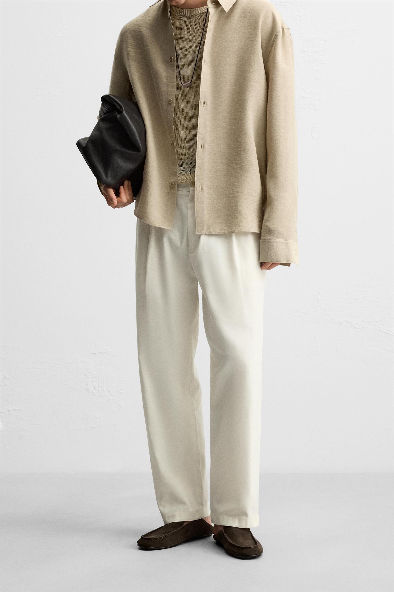 COTTON - LINEN PLEATED PANTS Product Image