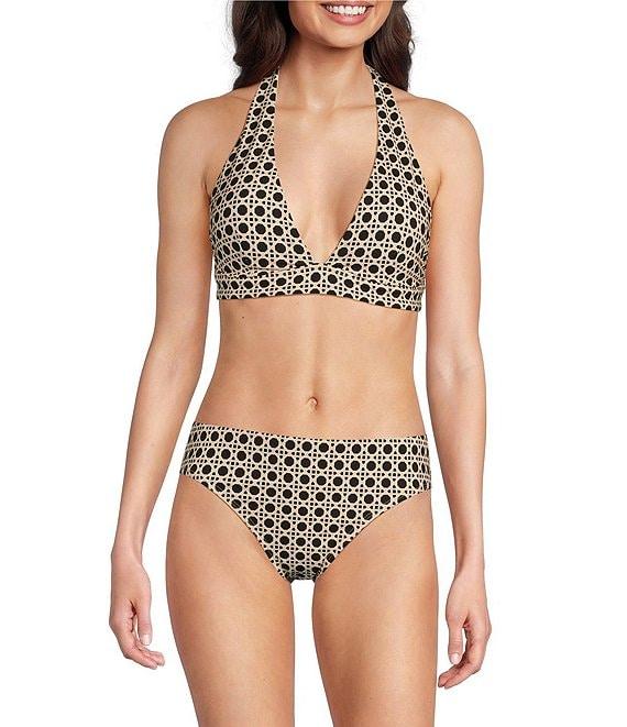 Alex Marie Signature Sculpt Geo Lattice Banded Triangle Halter Bralette Swim Top Product Image