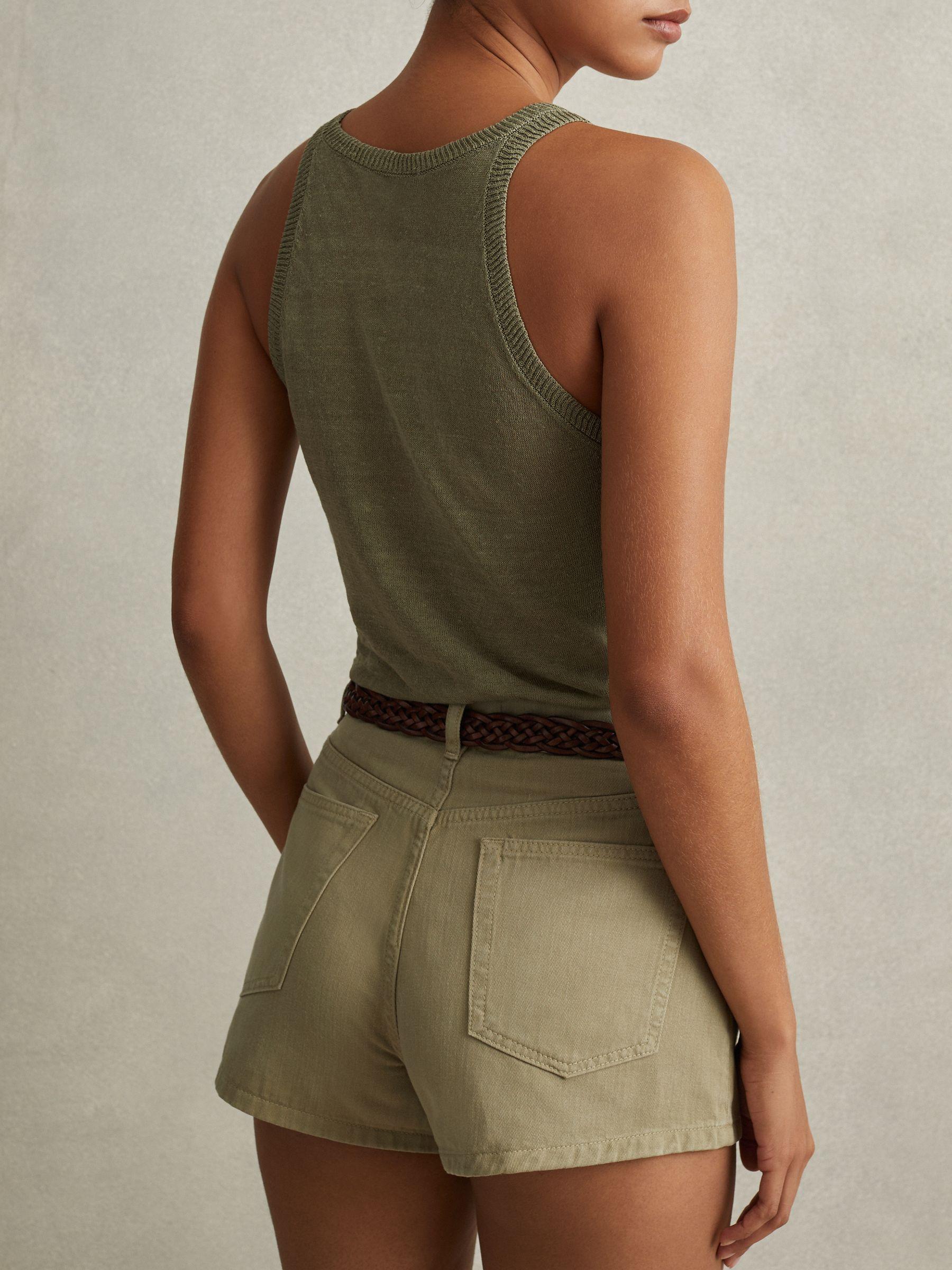 Linen Blend Crew Neck Vest in Sage Product Image