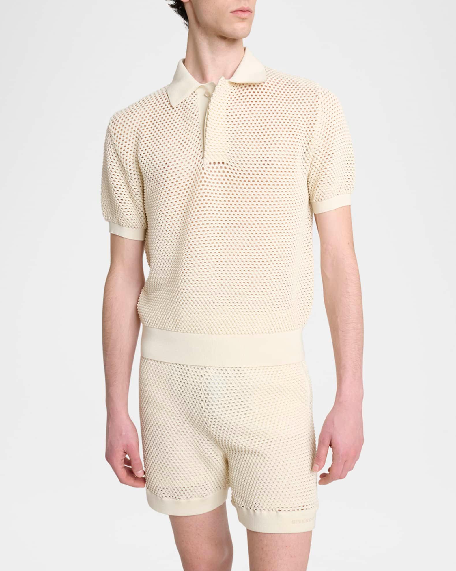 Men's Mesh Knit Short-Sleeve Polo Shirt Product Image