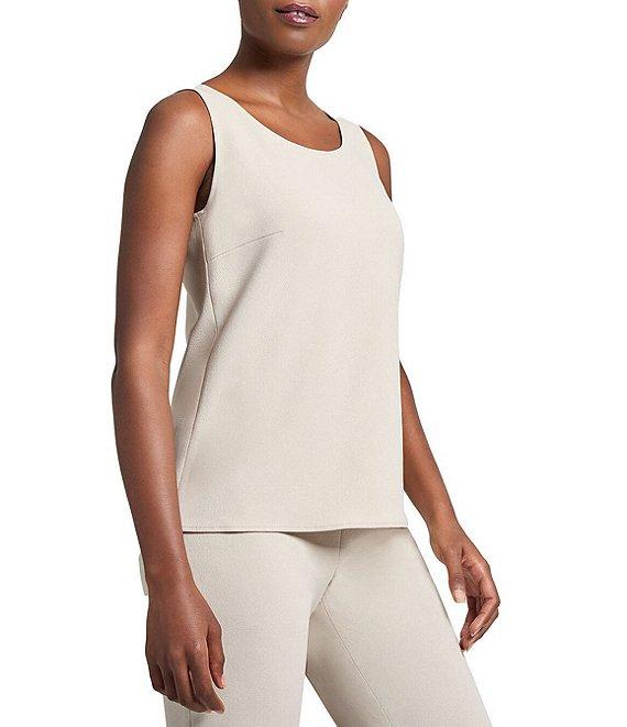 Ming Wang Stretch Deco Crepe Scoop Neck Sleeveless Top Product Image