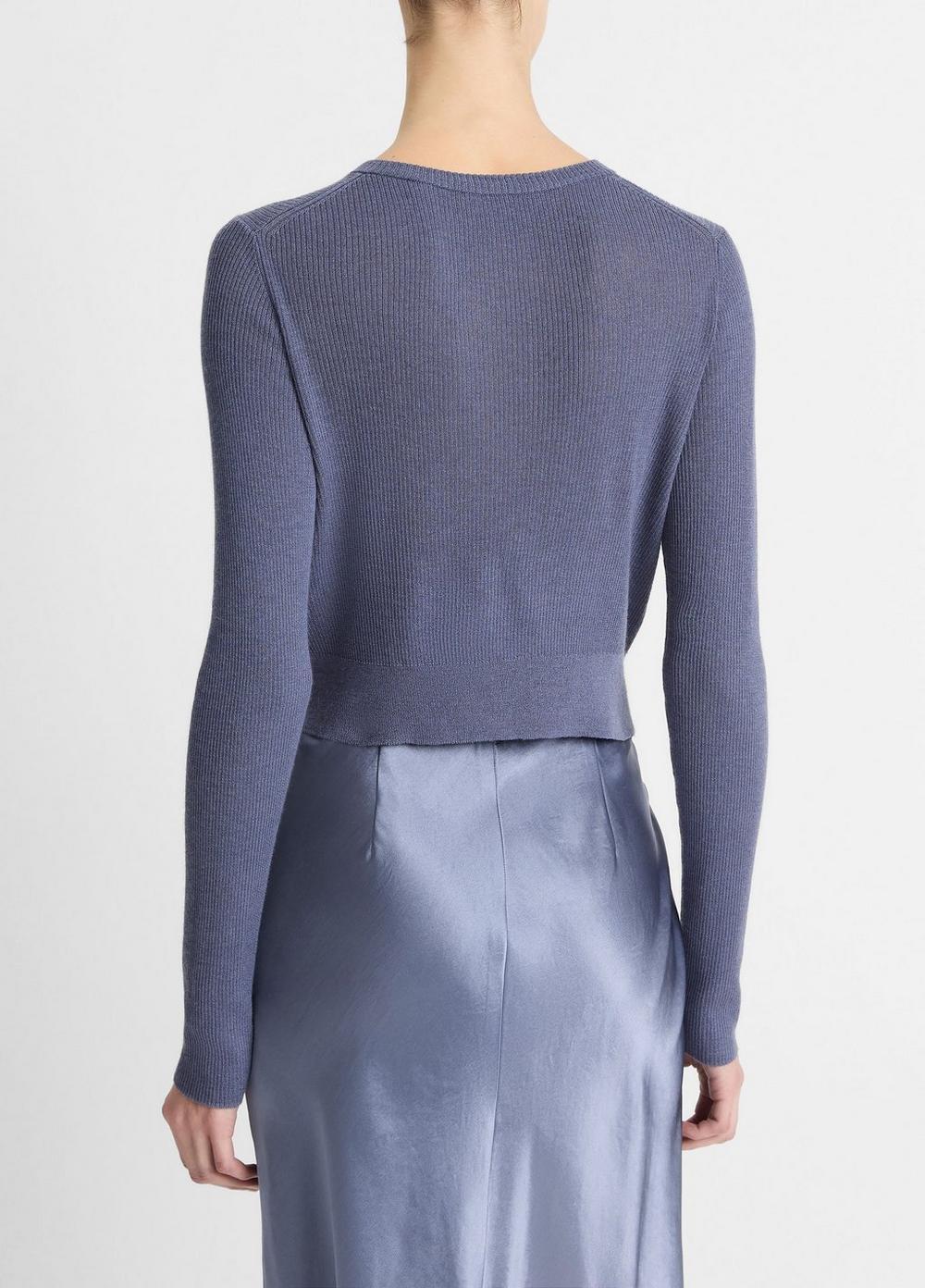 Ribbed Cashmere-Silk Slim Cardigan Product Image