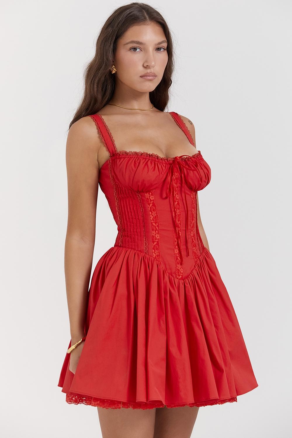 Pietra  cherry corset mini dress Product Image