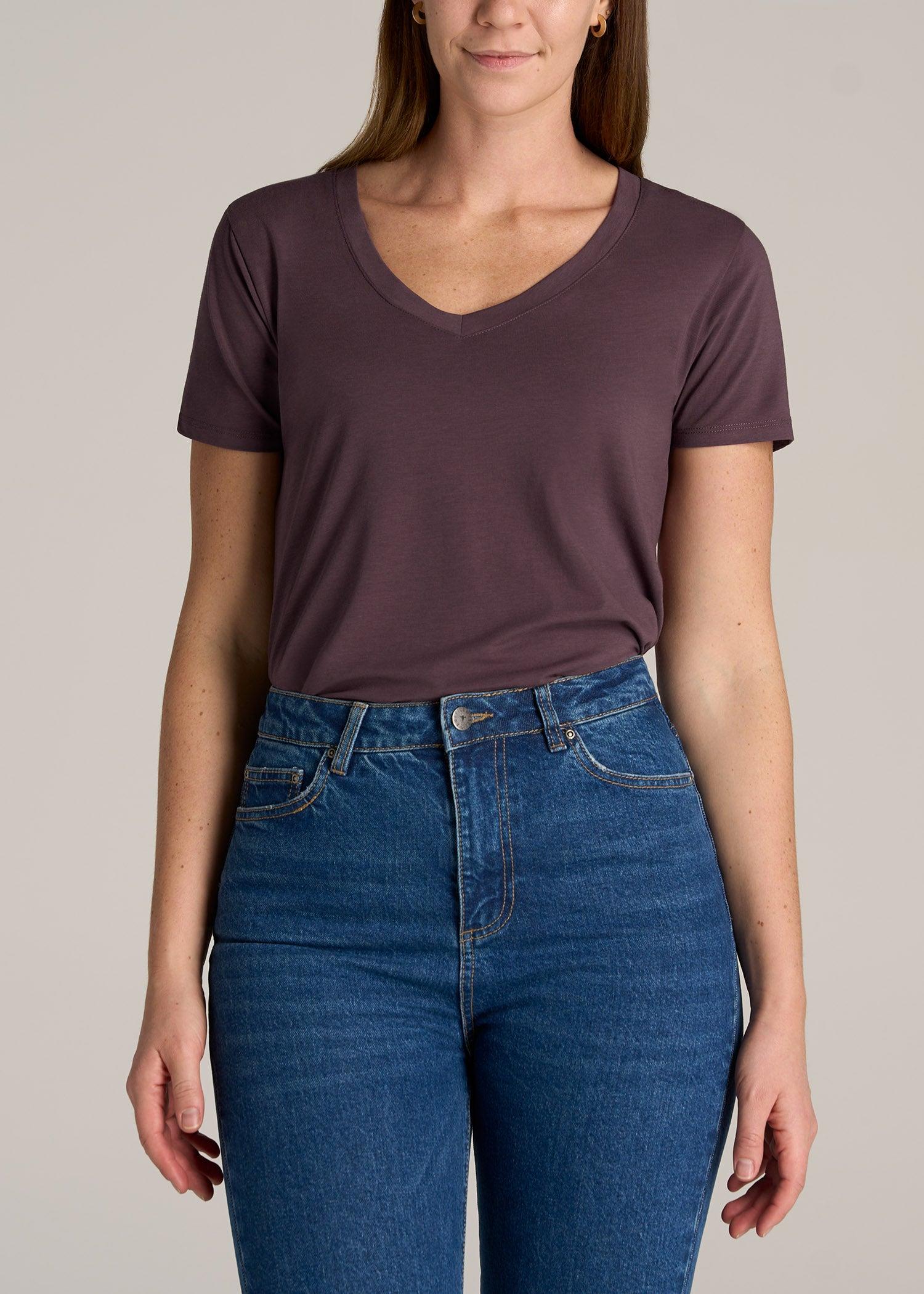 Scoop V-Neck Tee for Tall Women in Merlot Female Product Image