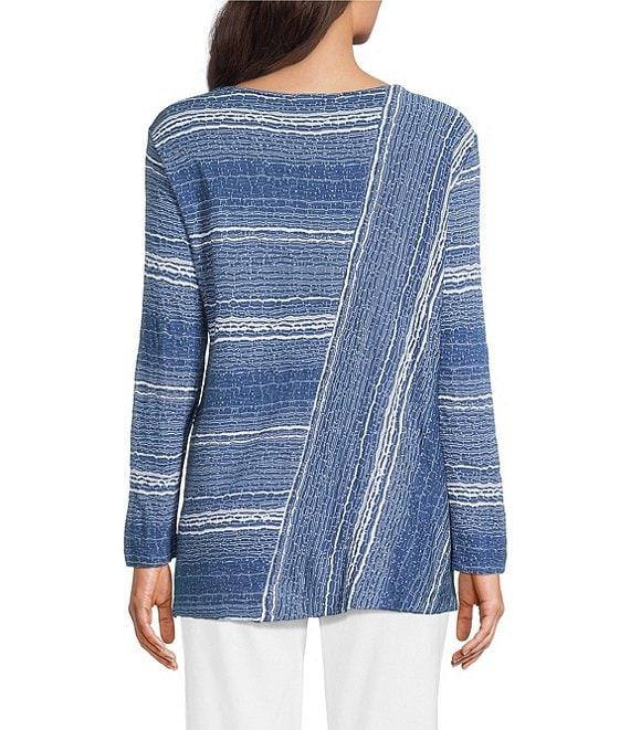 Ali Miles Textured Knit Round Neck Long Sleeve Top Product Image