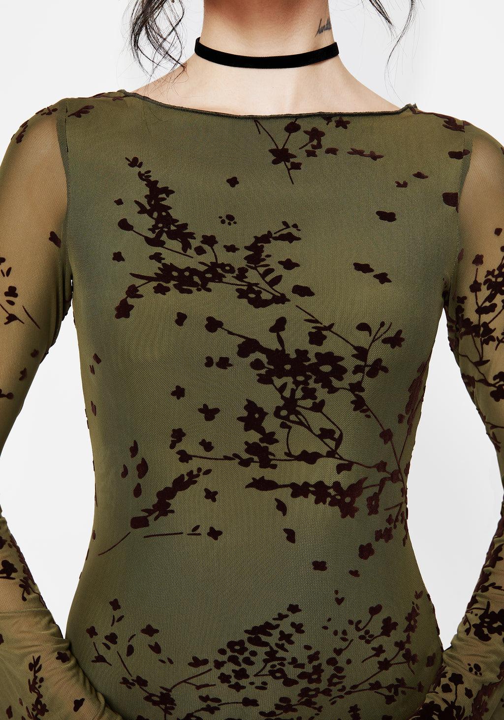 Jael Flocked Devoré Midi Dress Product Image