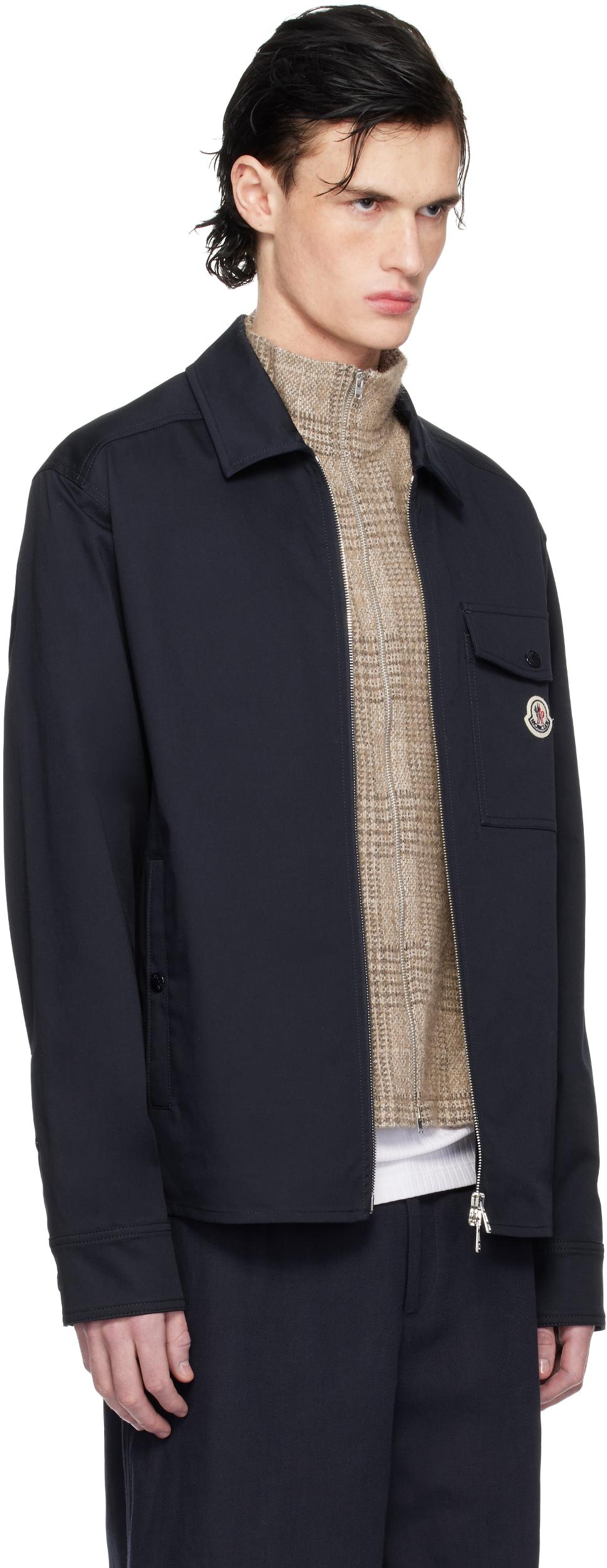 MONCLER Cotton Stretch Garbardine Zip-up Shirt Jacket In Navy Product Image