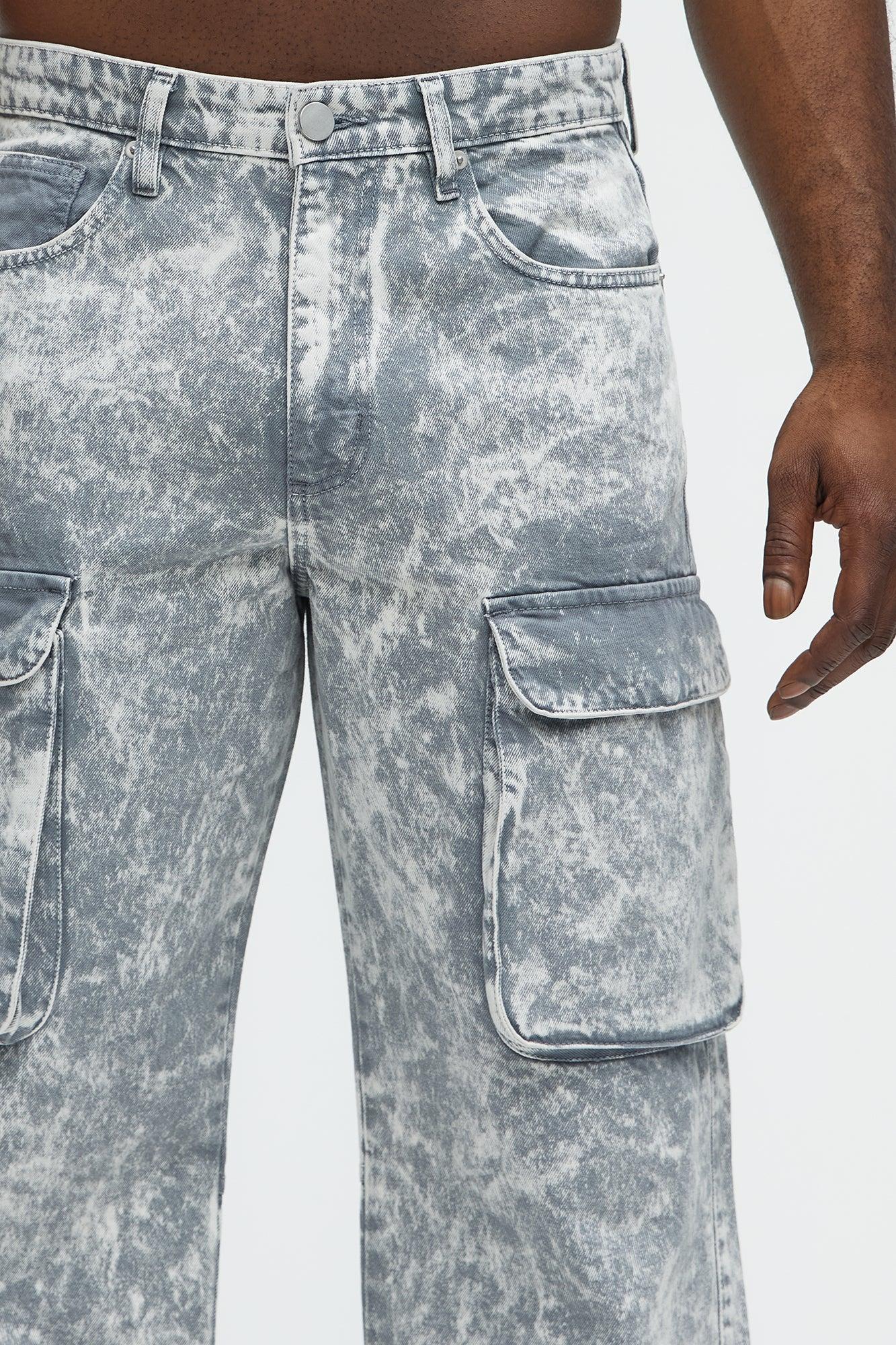 Baggy Clover Cargo Jeans - Grey Product Image