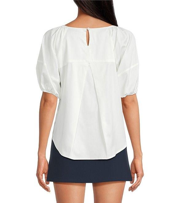 French Connection Alexis Poplin Round Neck Raglan Puff Sleeve Top Product Image