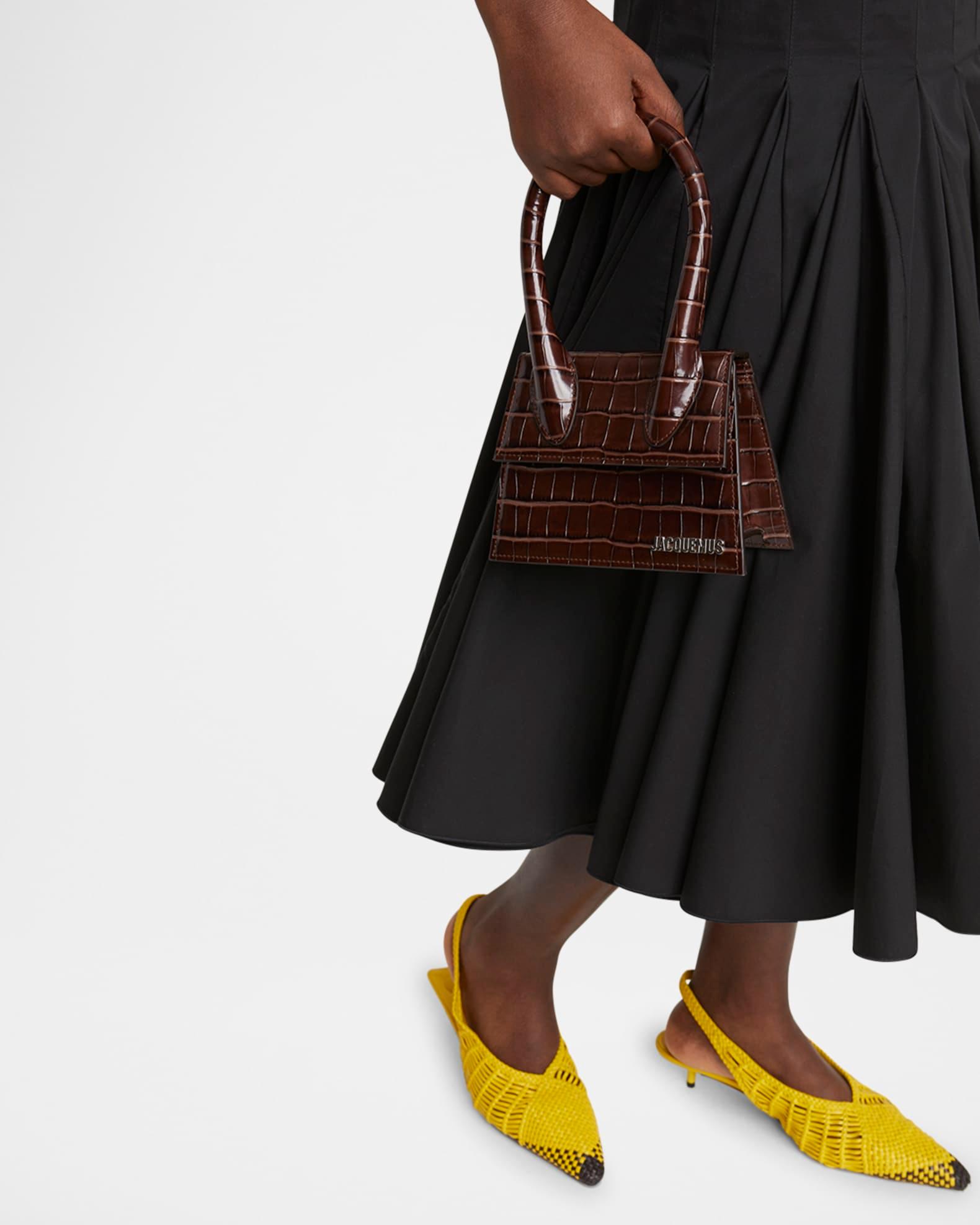 Le Chiquito Moyen Croc-Embossed Leather Top-Handle Bag Product Image