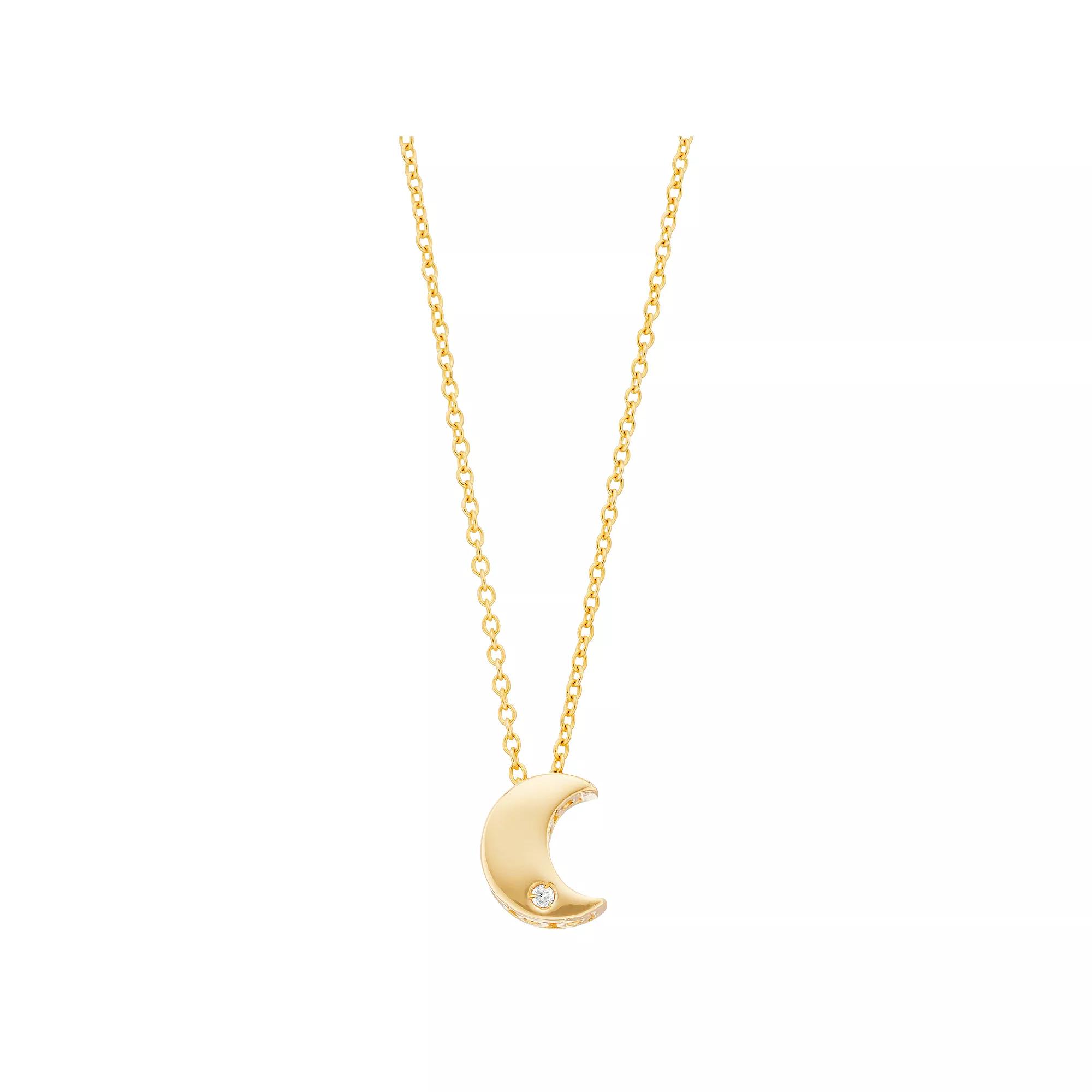 14k Gold Diamond Accent Moon Pendant Necklace, Women's, Size: 18" Product Image