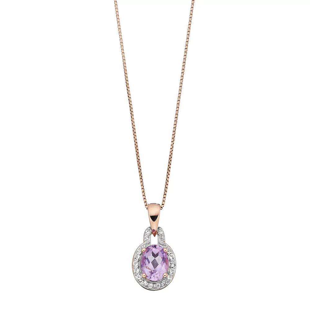 Gemminded Sterling Silver Lab-Created Opal & White Topaz Oval Halo Pendant Necklace, Women's,  Product Image