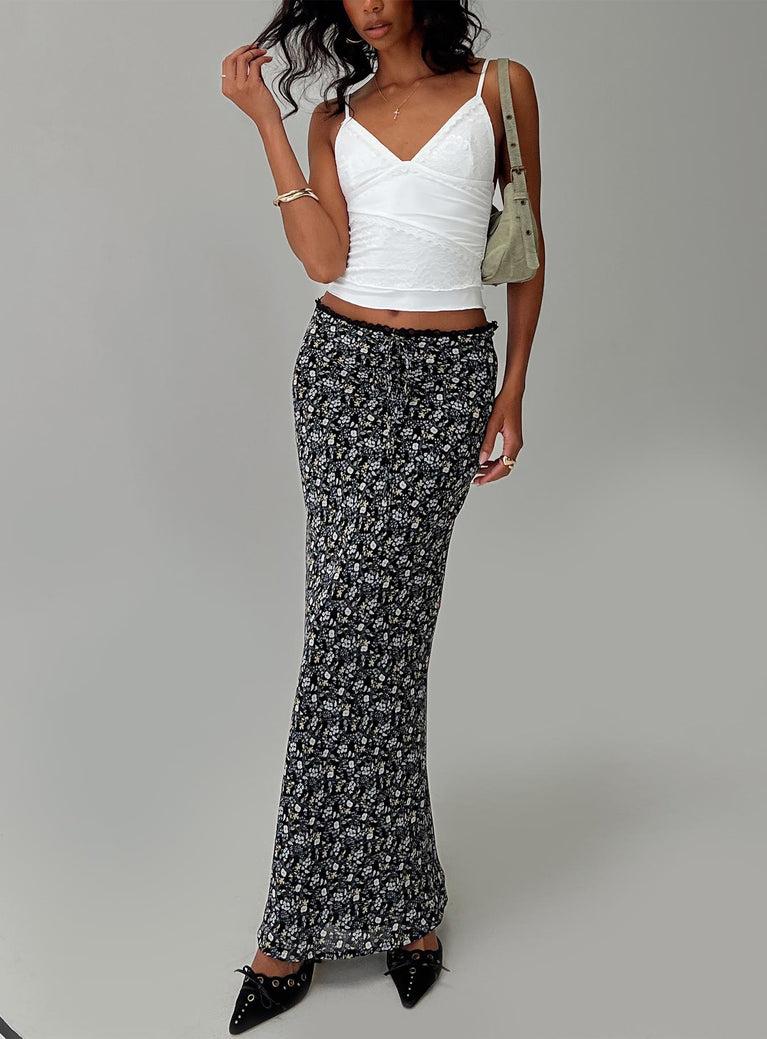 Emily Maxi Skirt Blue / Black Floral Product Image