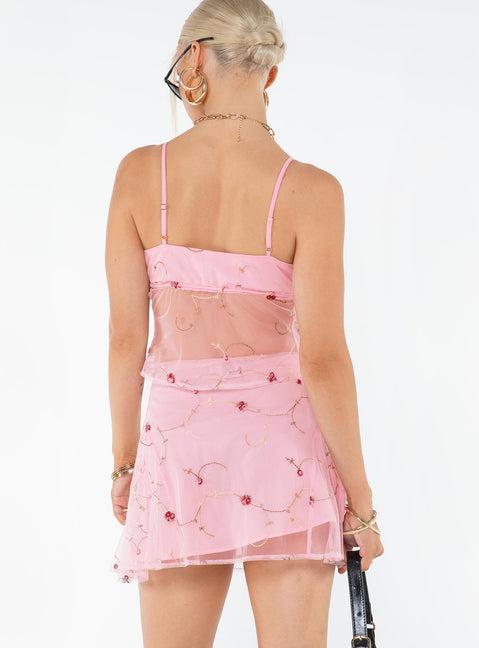 Rosen Mini Skirt Pink Floral Product Image