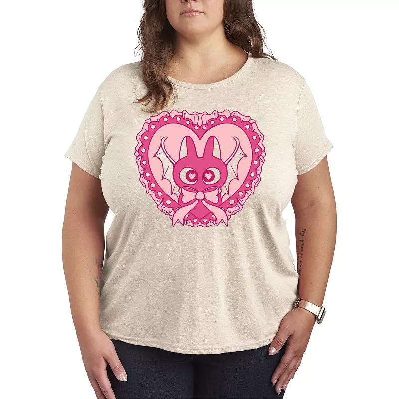 Plus Size Bat Cat Coquette Graphic Tee, Womens Grey Gray Product Image