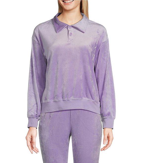 PJ Salvage Solid Silky Velour Long Sleeve Notch Collar Coordinating Pullover Product Image
