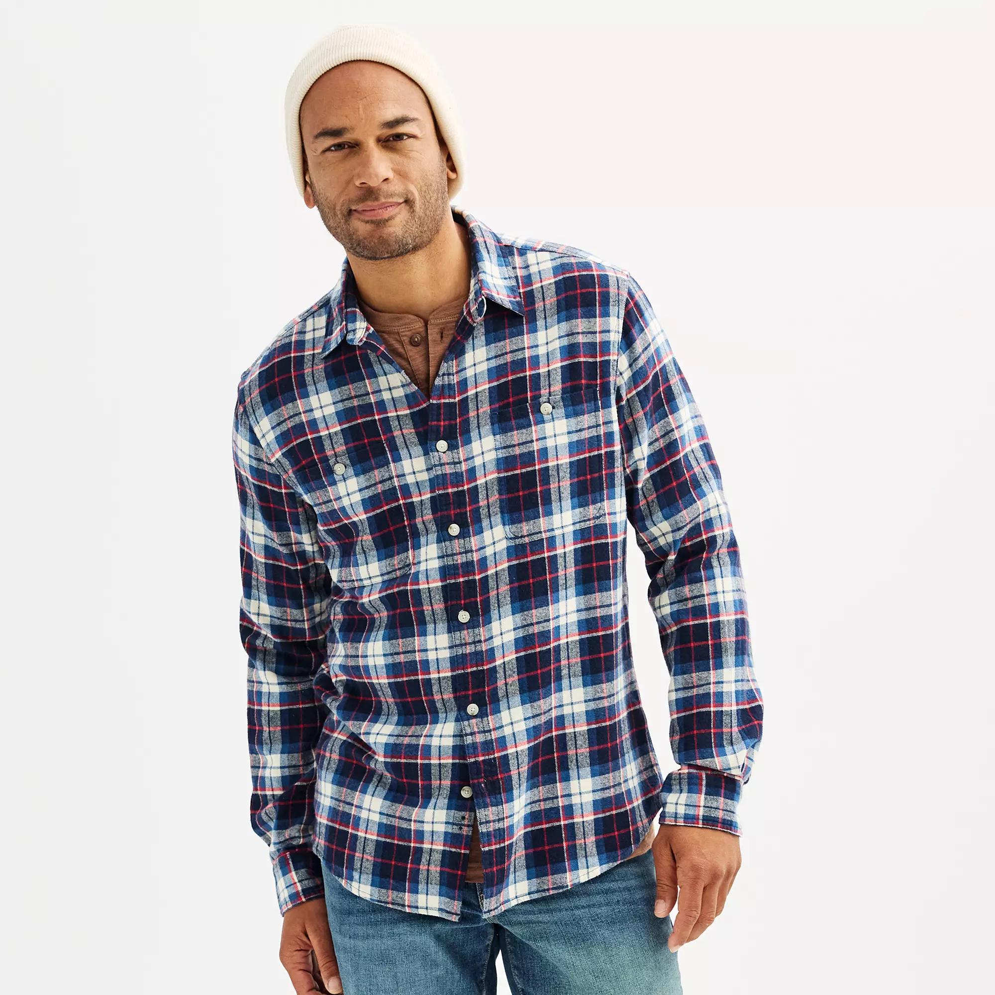 Men's Sonoma Goods For Life® Supersoft Flannel Button-Down Shirt,  Product Image