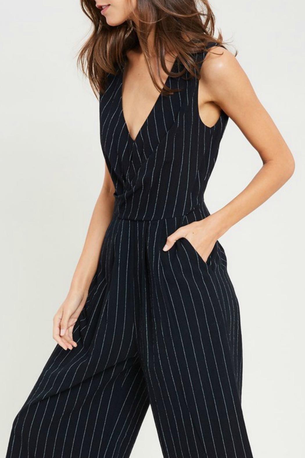 Cropped Pinstripe Jumpsuit Product Image