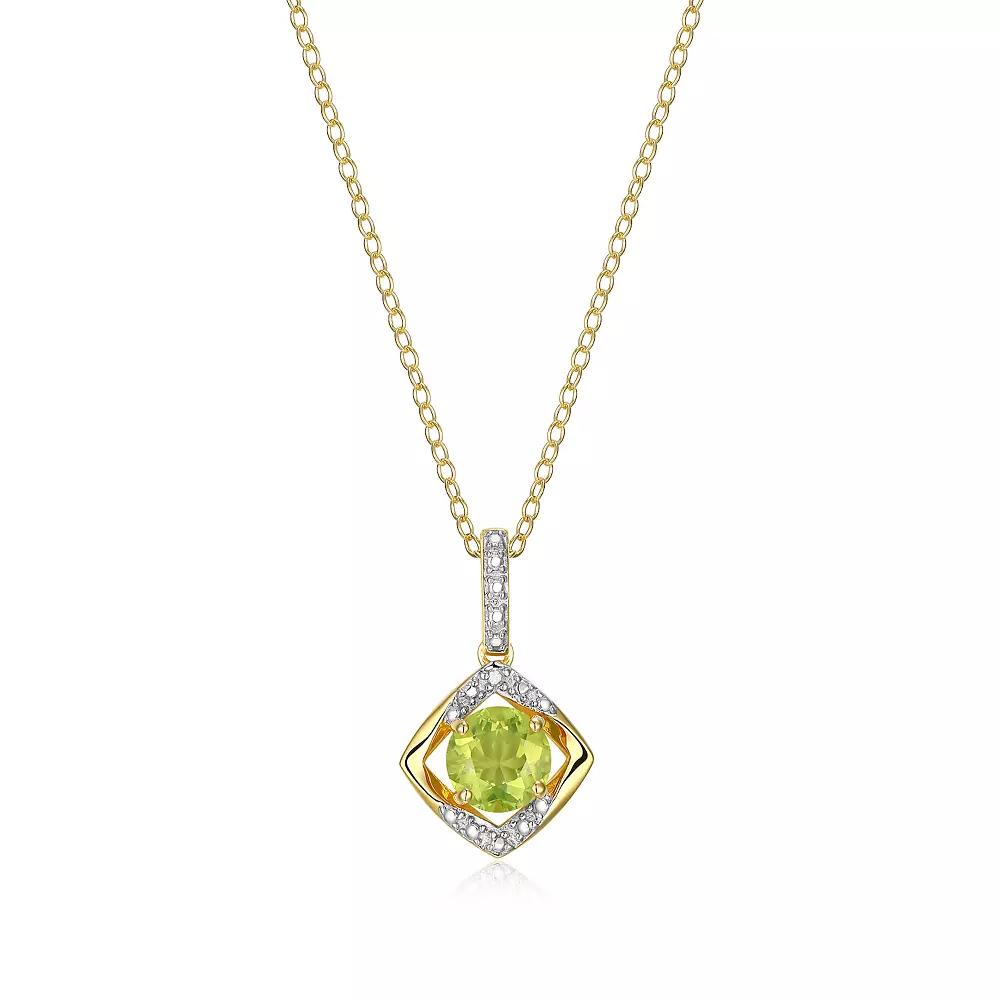 18k Gold Over Silver Gemstone & Diamond Accent Drop Pendant Necklace, Women's, Size: 18", June Gen Fw White Product Image