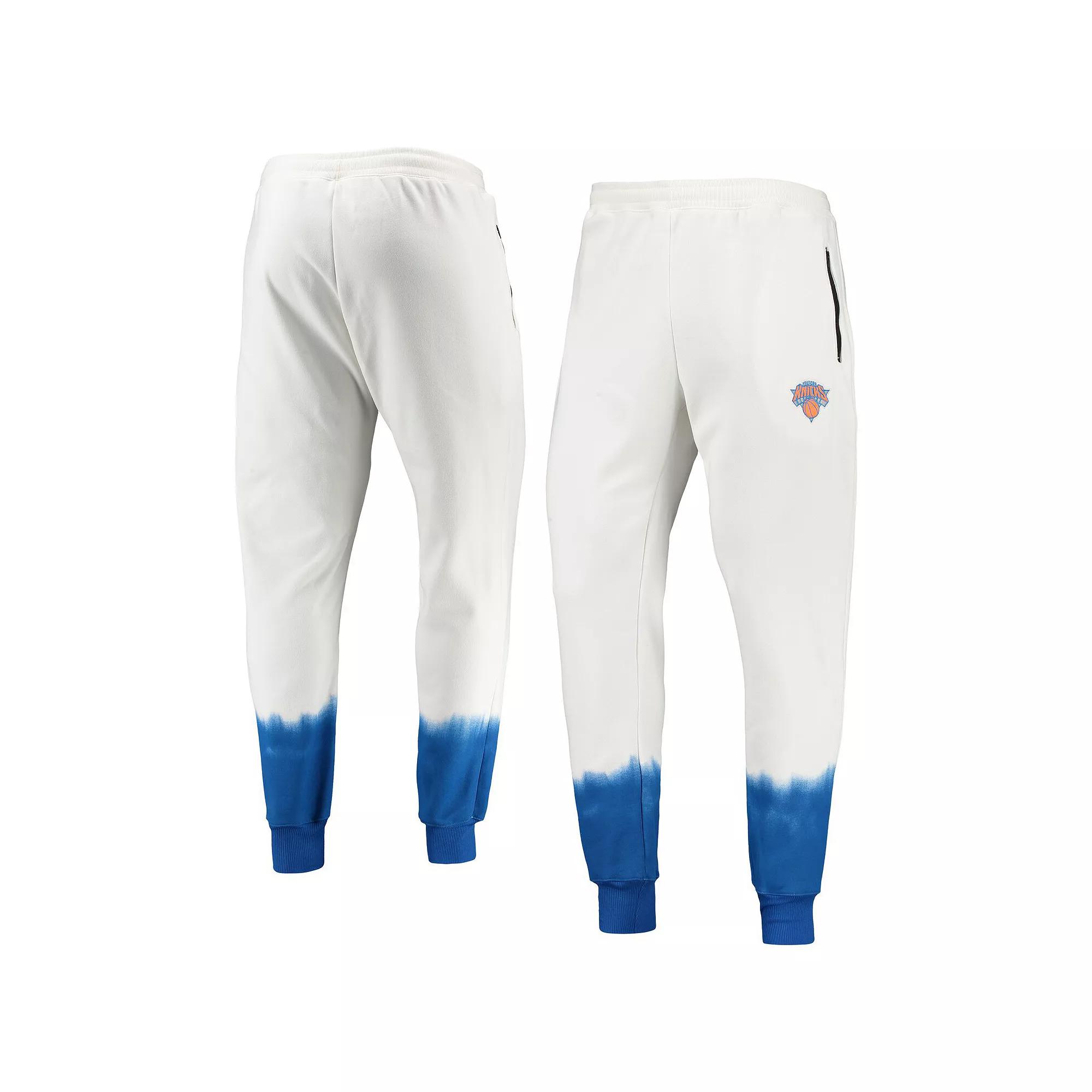 Men's Oatmeal New York Knicks Double Dribble Tie-Dye Fleece Jogger Pants,  Product Image