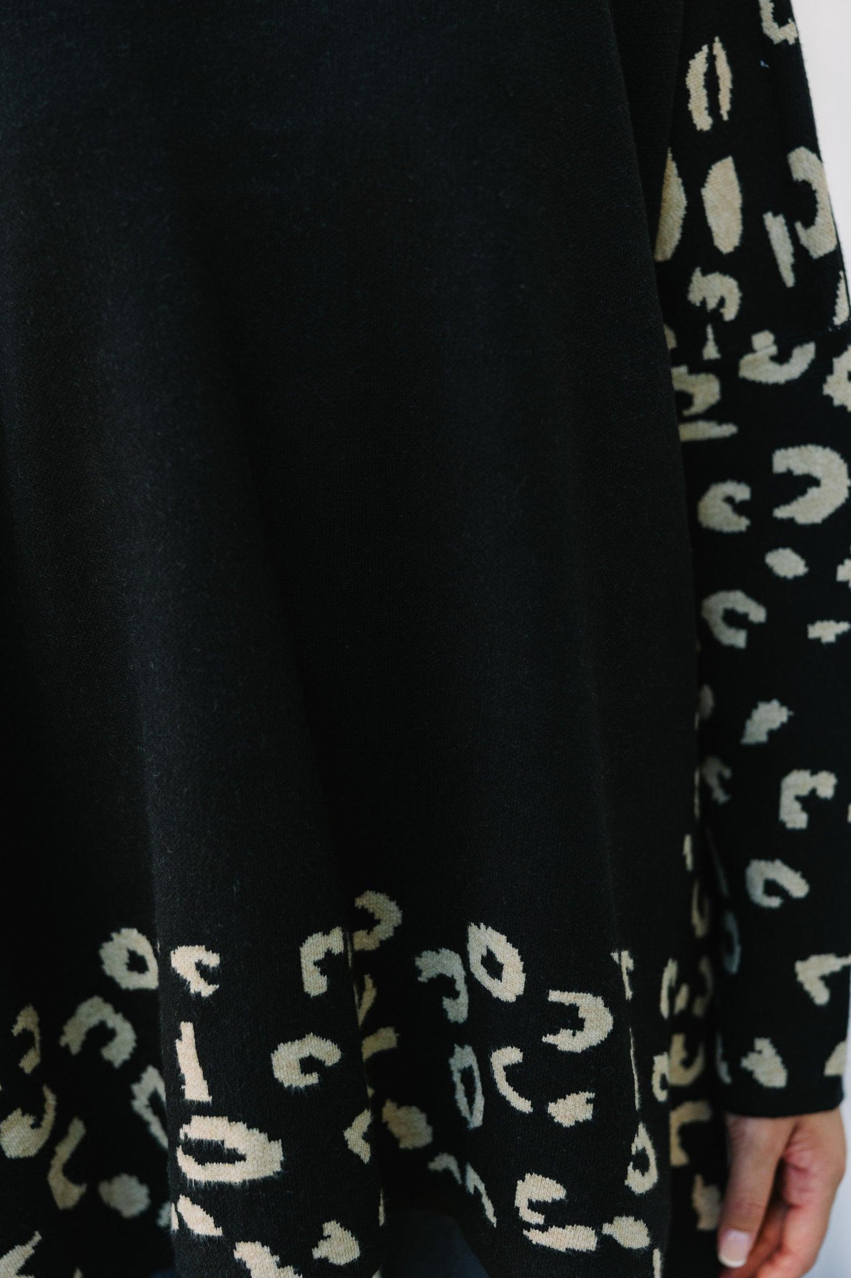 All In Theory Black Leopard Sweater Tunic Female Product Image