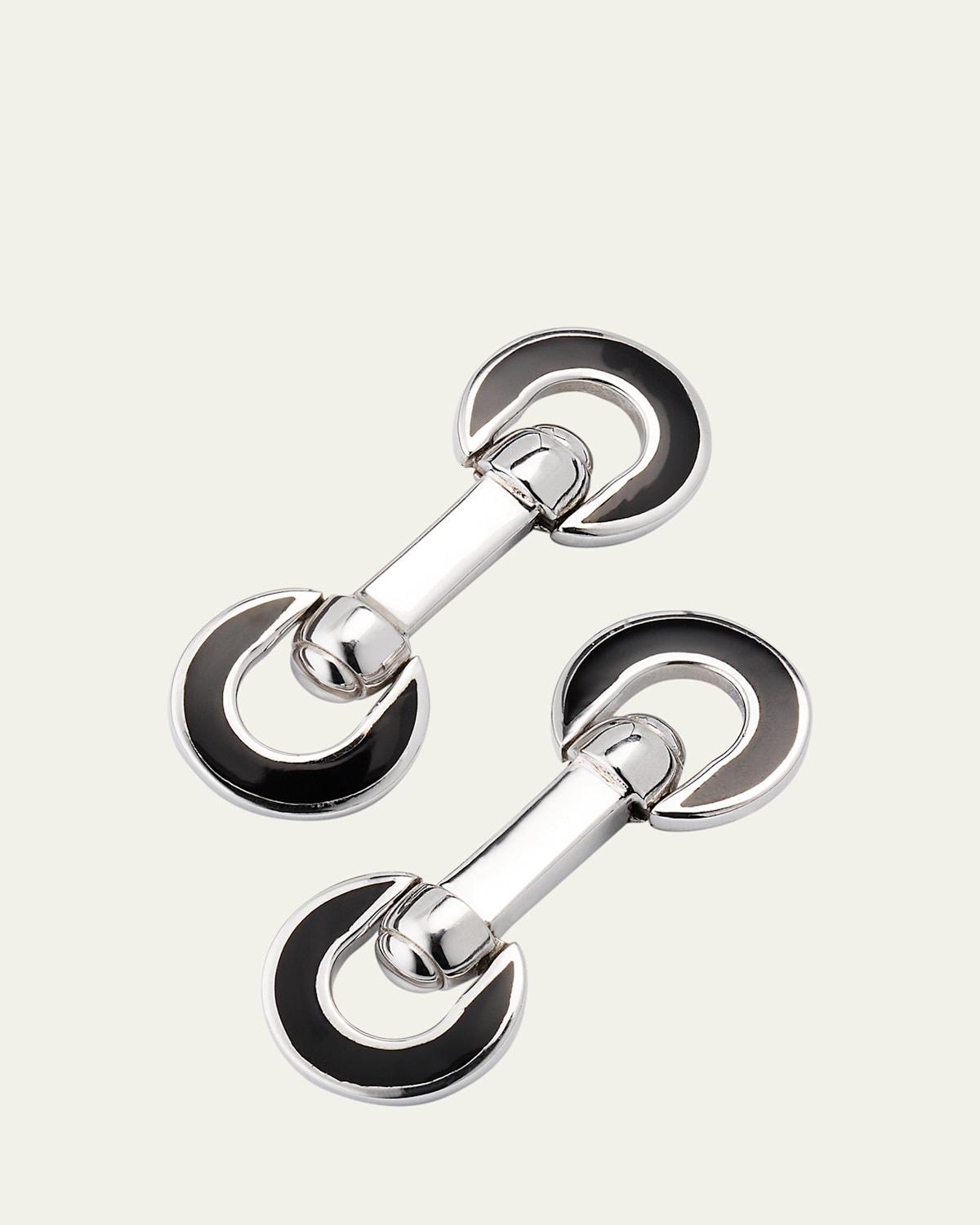 Mens Horseshoe Sterling Silver & Enamel Cufflinks Product Image