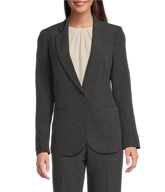 Anne Klein Crossdye Stretch Notch Lapel One-Button Blazer Product Image